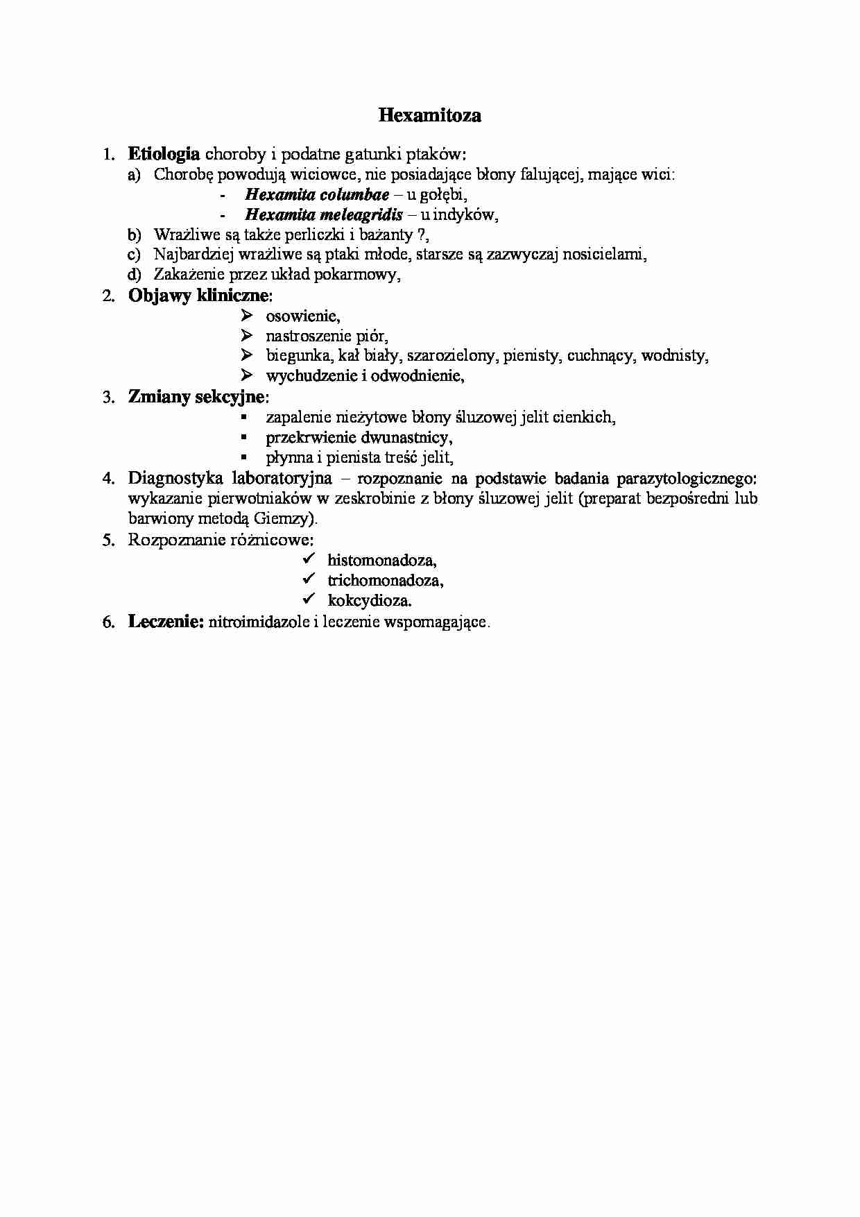 Choroby pierwotniacze - Hexamitoza - strona 1