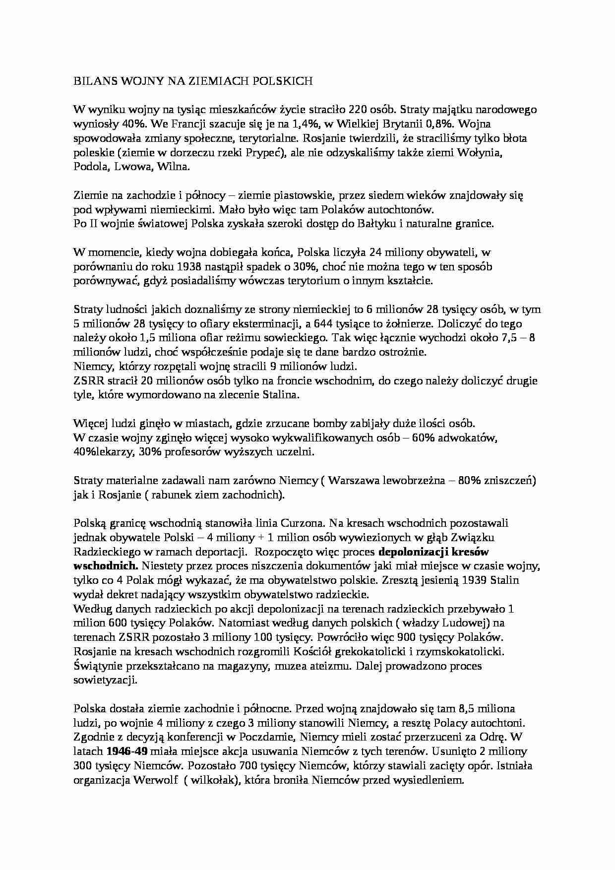 Bilans II wojny na ziemiach polskich  - strona 1