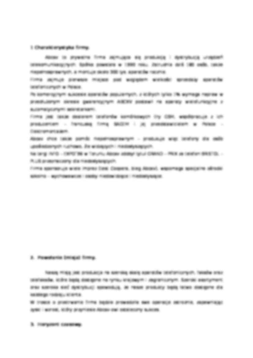 Analiza przedsiębiorstwa telekomunikacyjnego Abcxv s.c. - strona 2