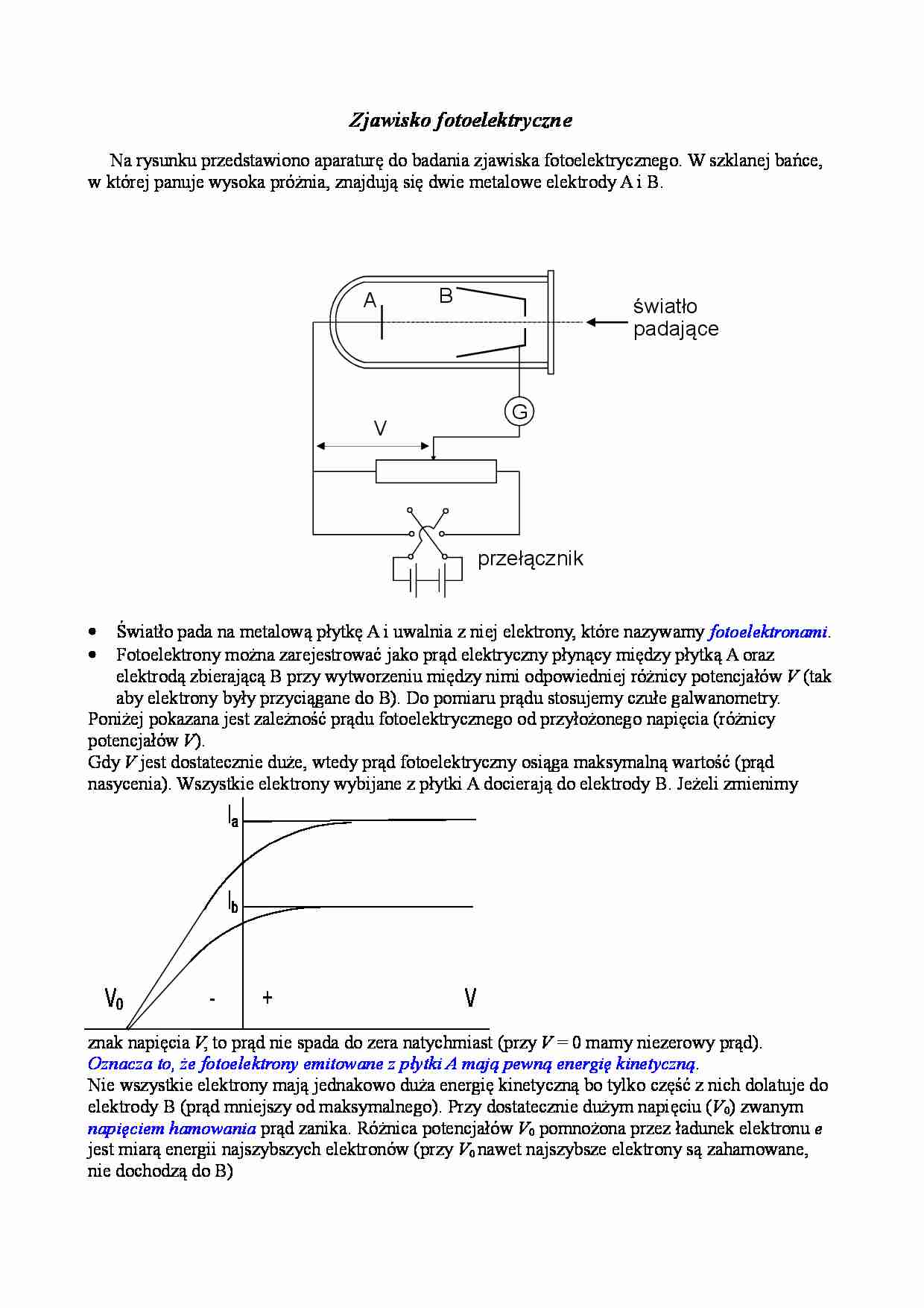 Fizyka - Zjawisko fotoelektryczne - strona 1