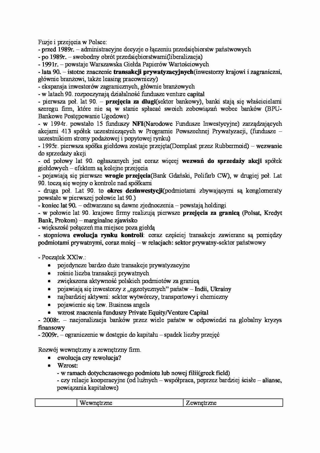 Fuzje i przejęcia w Polsce - strona 1