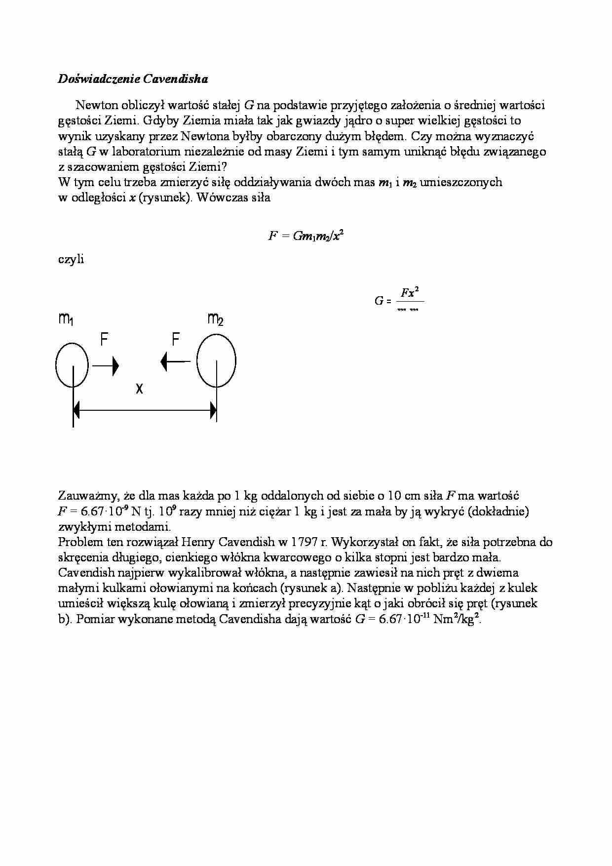 Fizyka - doświadczenie Cavendisha - strona 1