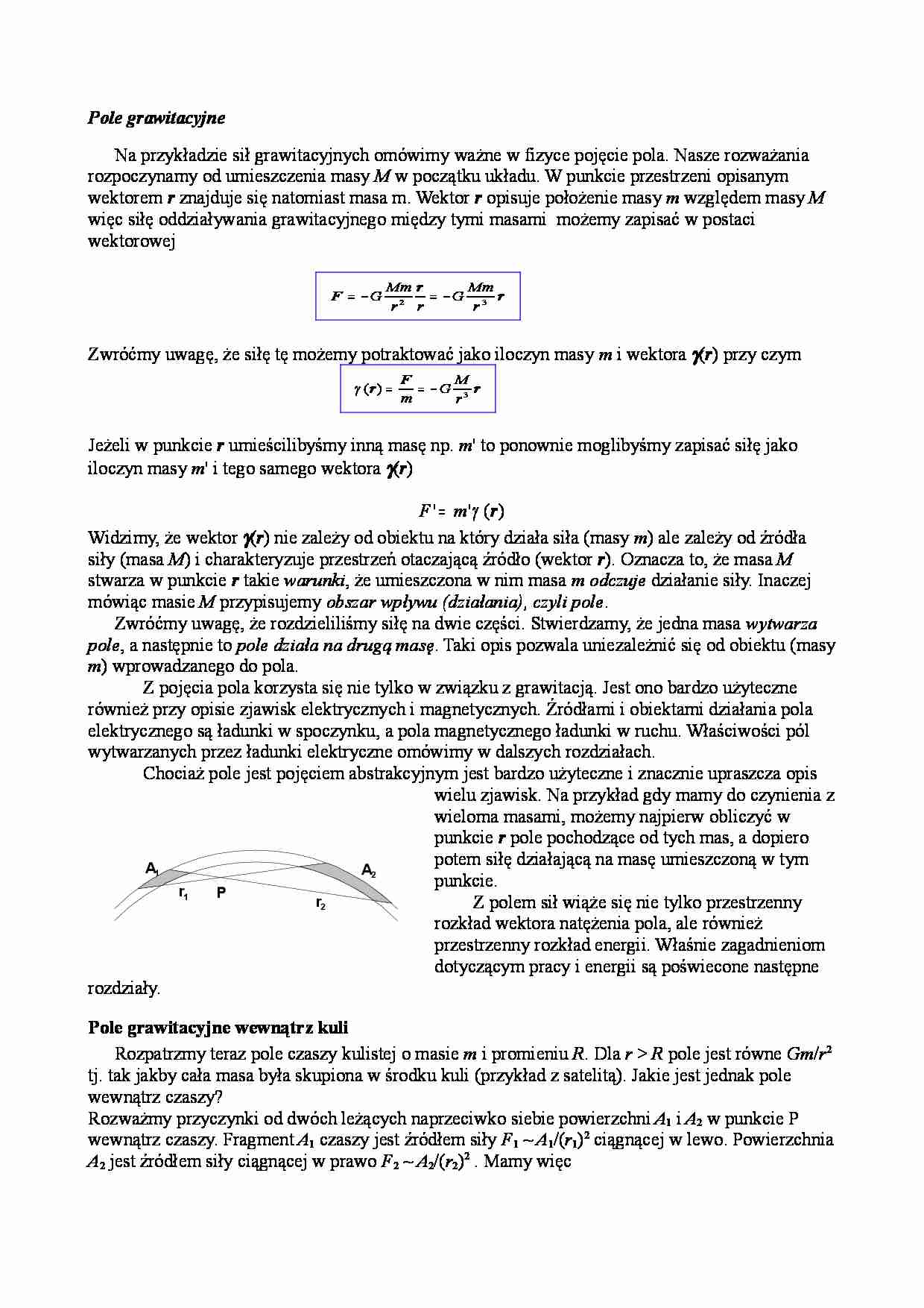 Fizyka - Pole grawitacyjne - strona 1