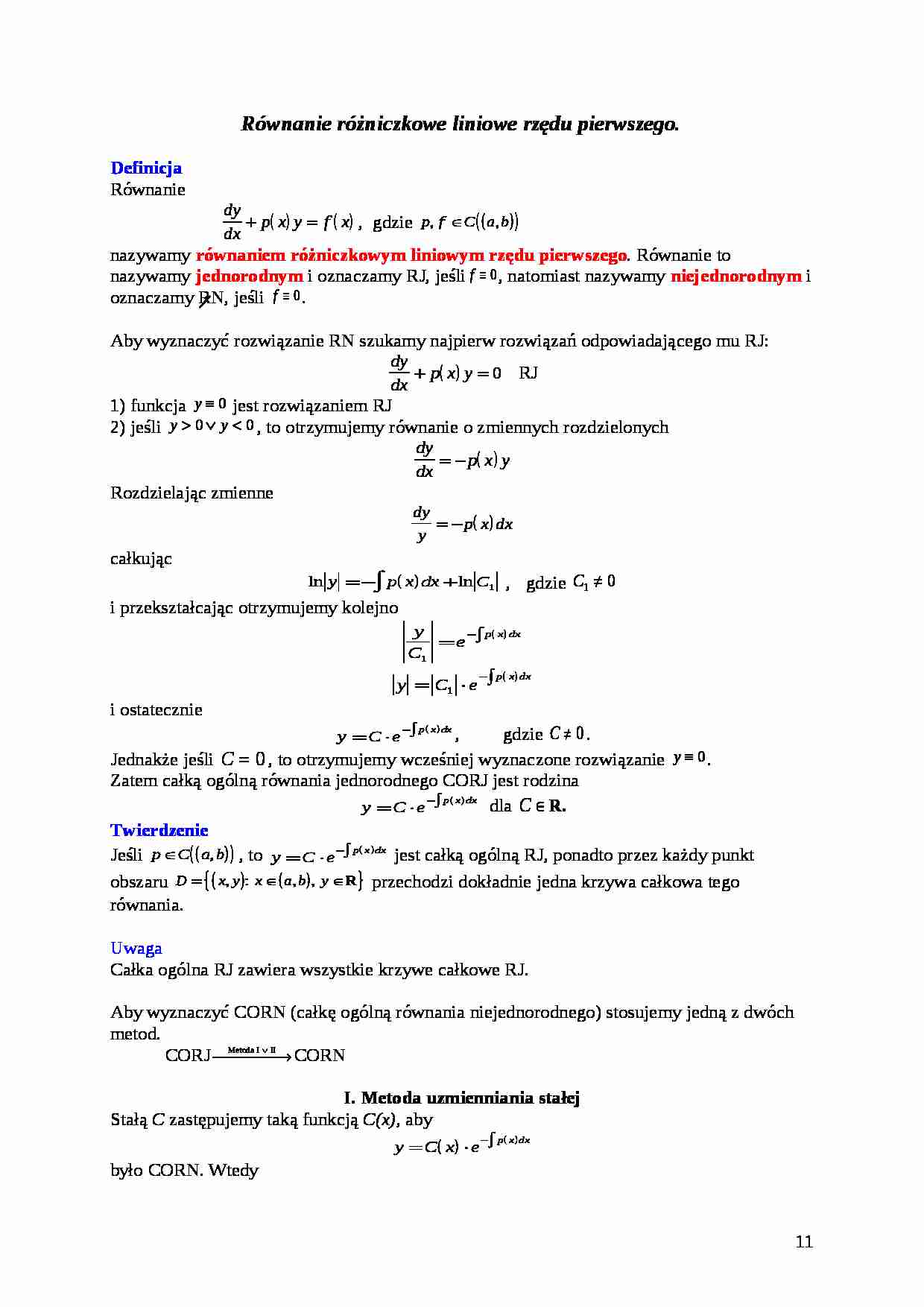 Równanie różniczkowe liniowe rzędu pierwszego - strona 1
