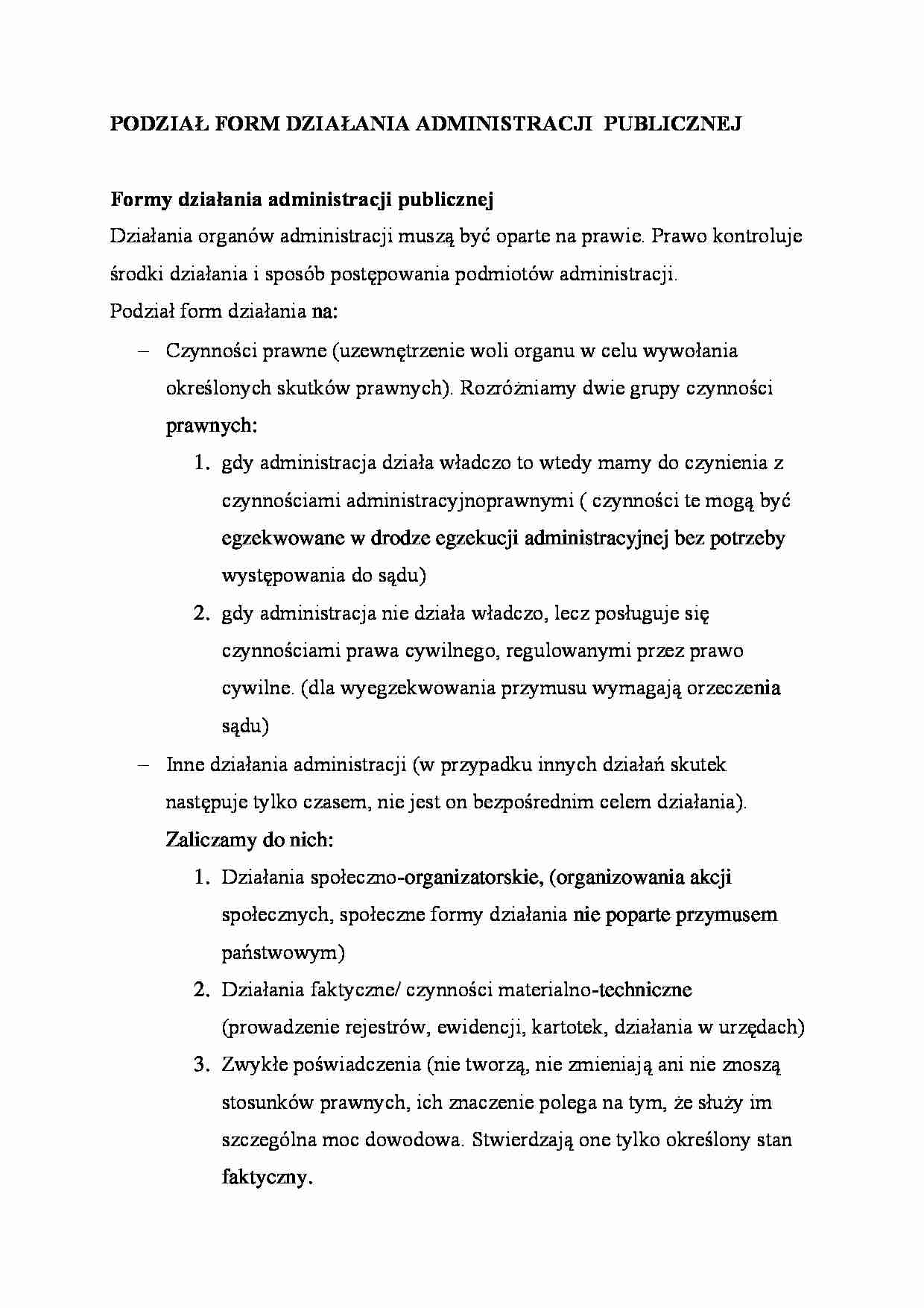 Formy działania administracji publicznej - strona 1