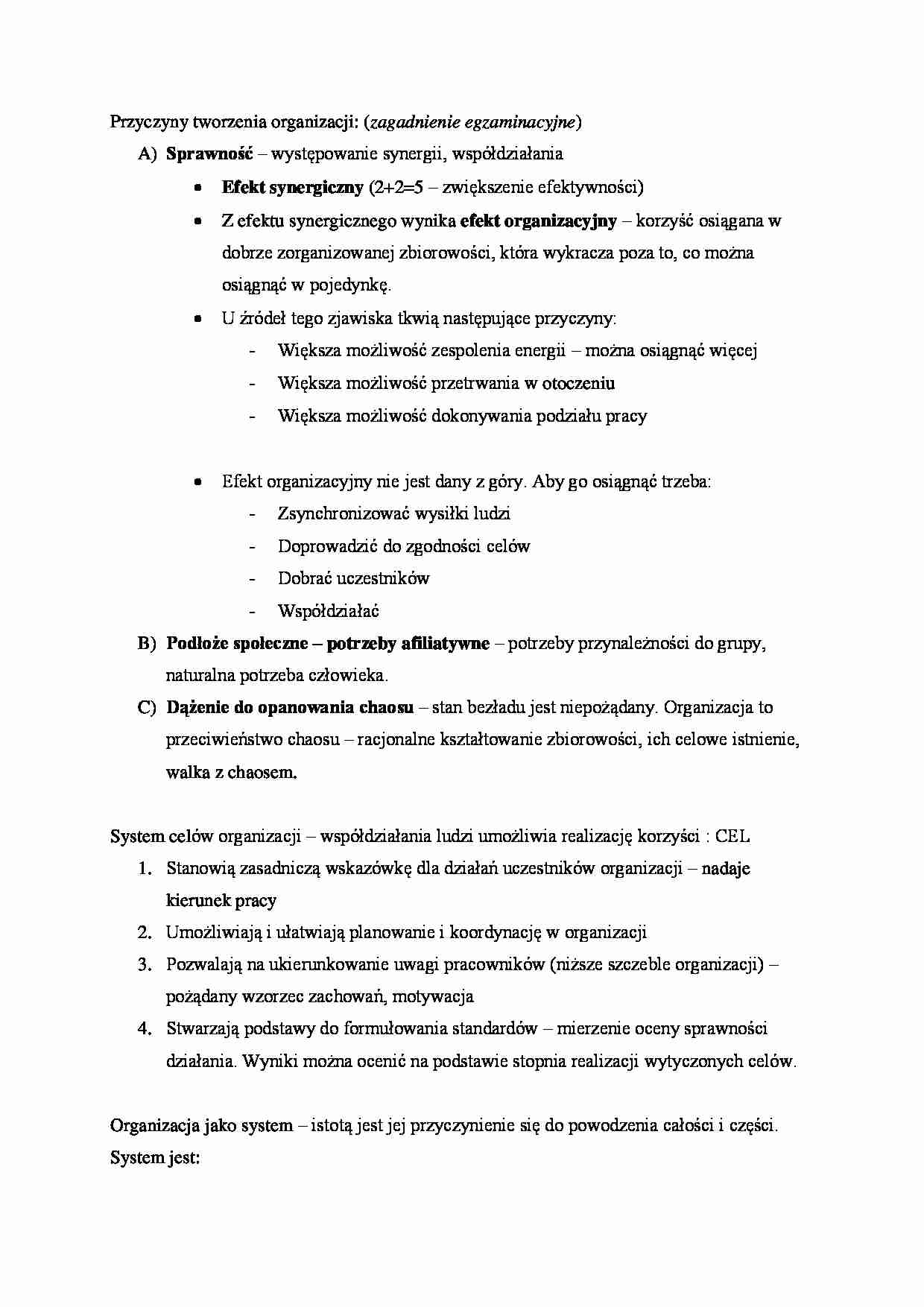 Przyczyny tworzenia organizacji - strona 1