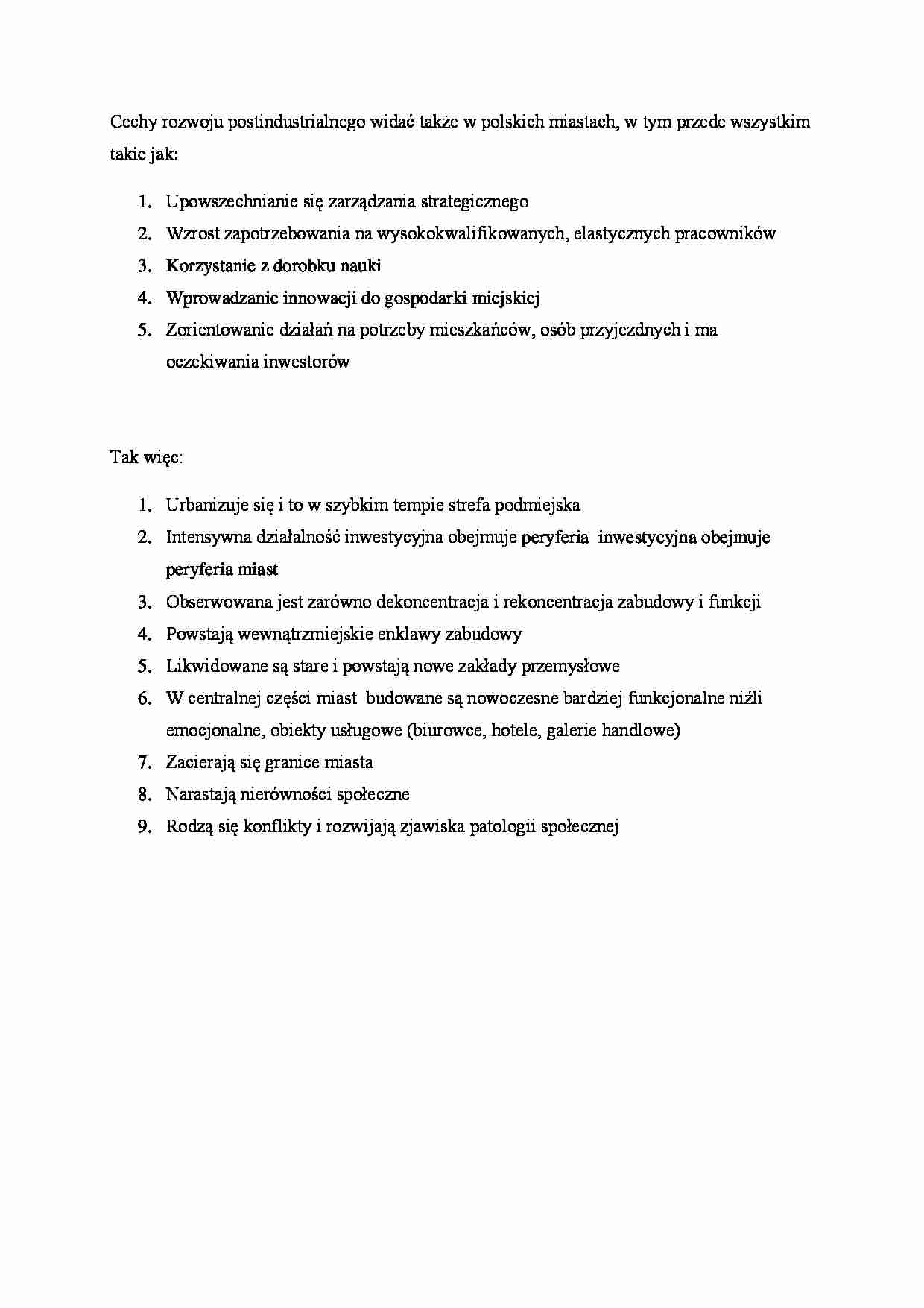 Cechy rozwoju postindustrialnego - strona 1
