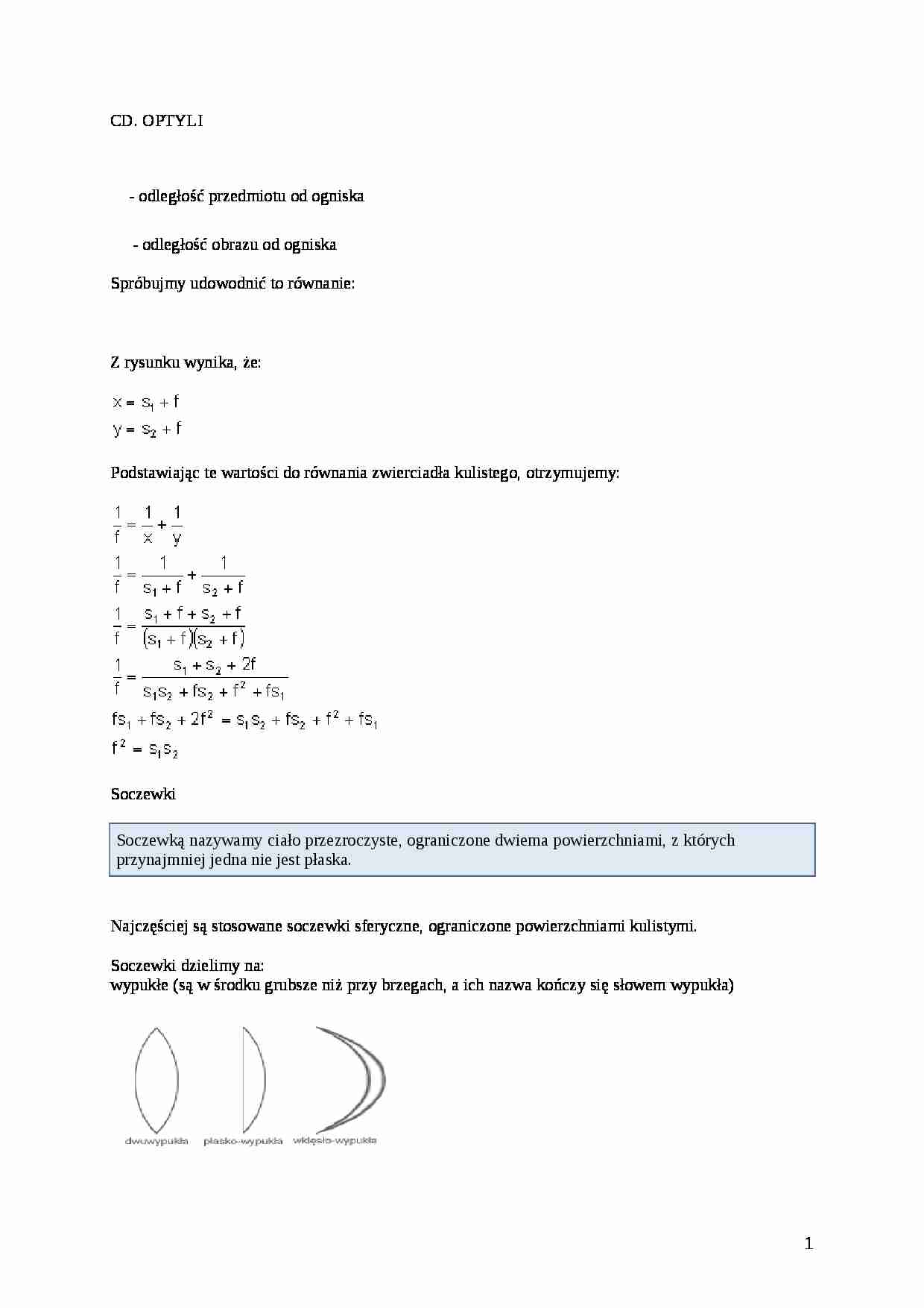 Fizyka - zagadnienia - Soczewka - strona 1