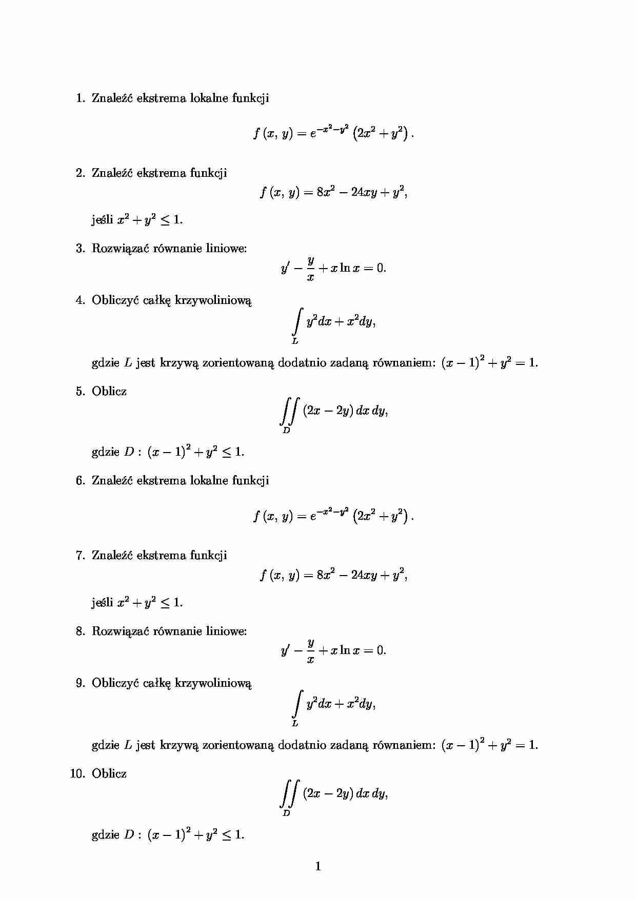 Matematyka - egzamin  - strona 1