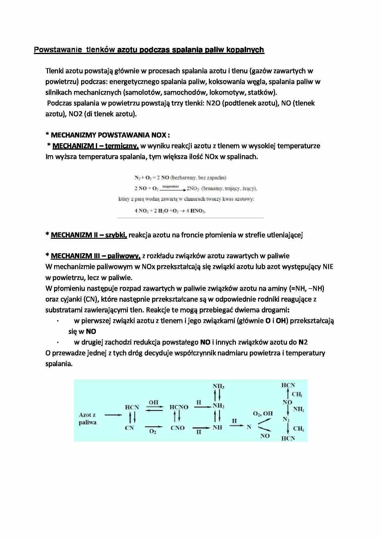 Powstawanie  tlenków azotu - wykład - strona 1