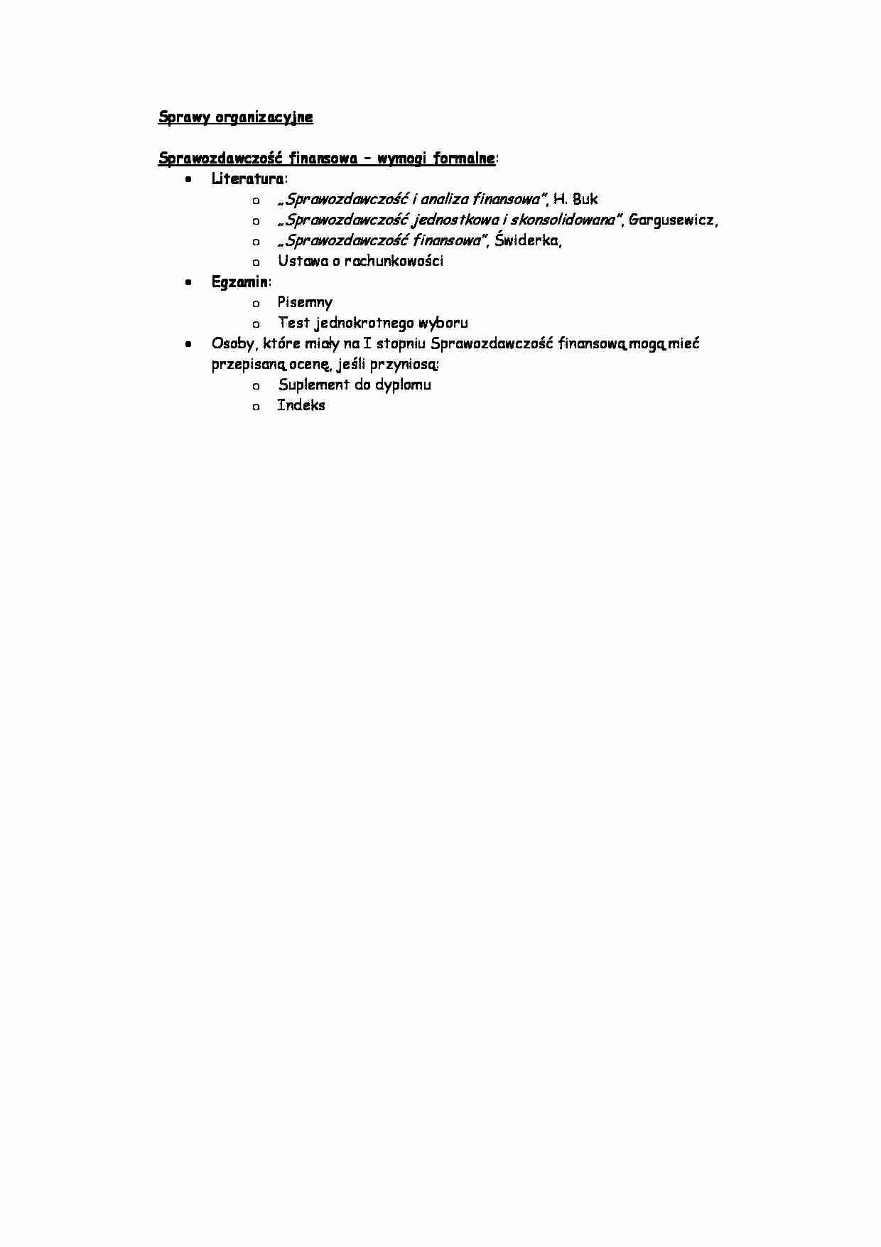 Standardy sprawozdawczości finansowej -opracowanie spraw organizacyjnych  - strona 1