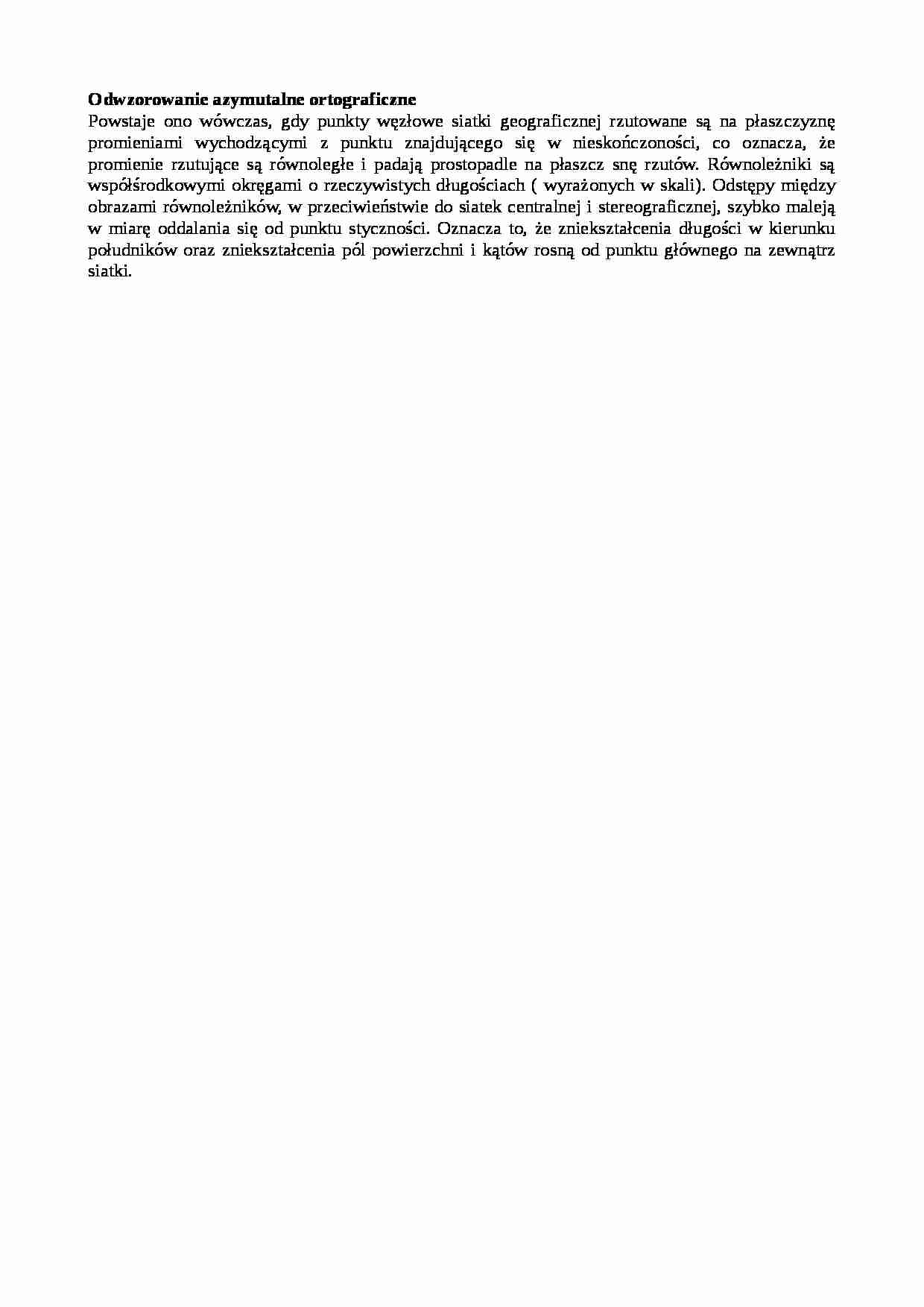 Odwzorowanie azymutalne ortograficzne-opracowanie - strona 1