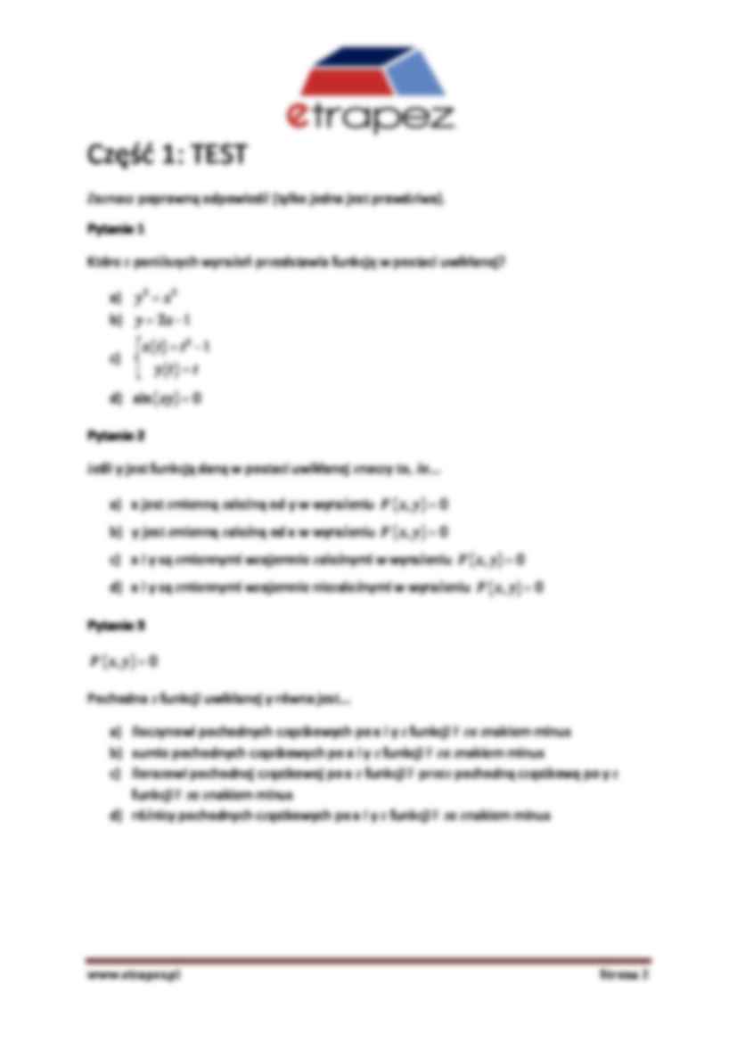 Funkcje uwikłane - odpowiedzi do zadań - strona 2