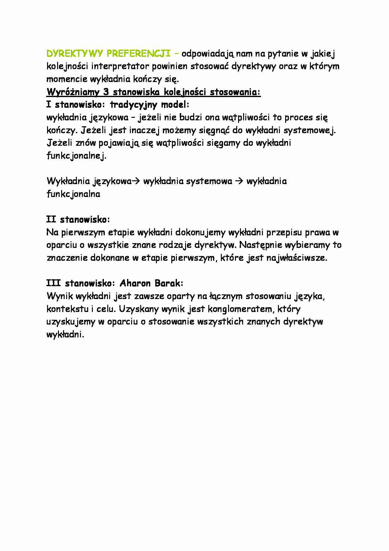Dyrektywy preferencji-opracowanie - strona 1