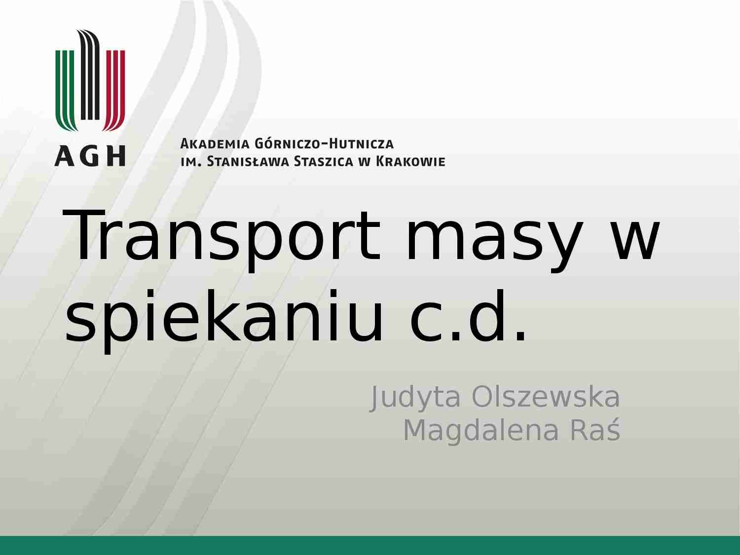 Transport masy w spiekaniu - prezentacja - strona 1