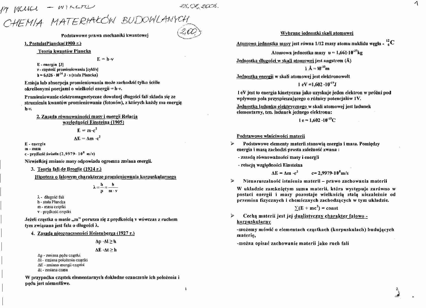 Chemia materiałów bud. - wyklad 1 - strona 1