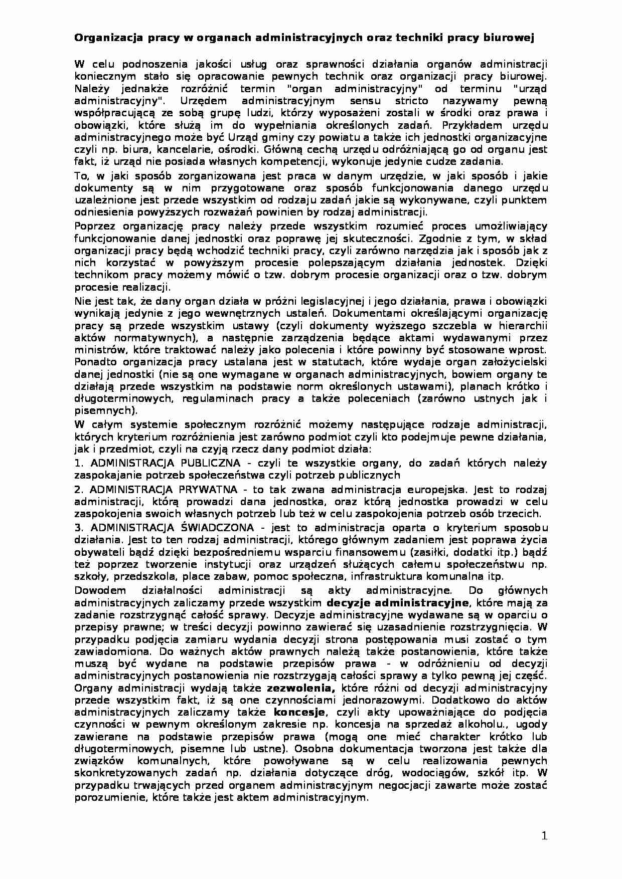 organizacja i techniki bracy biurowej - strona 1