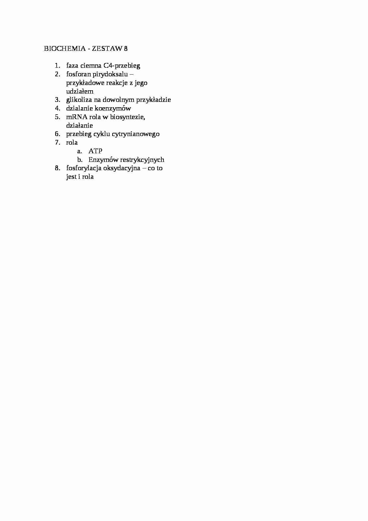 Egzamin z biochemii, sem III - strona 1