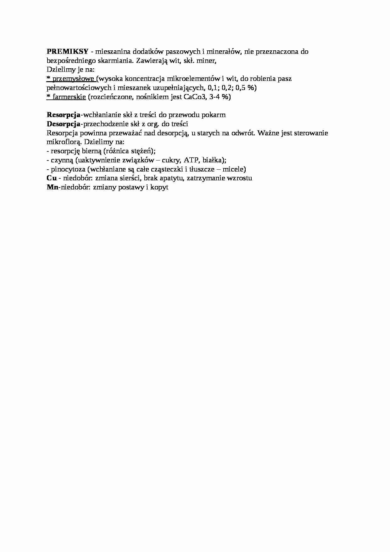 Trawienie poligastryczne- premiksy - wykład, sem IV - strona 1