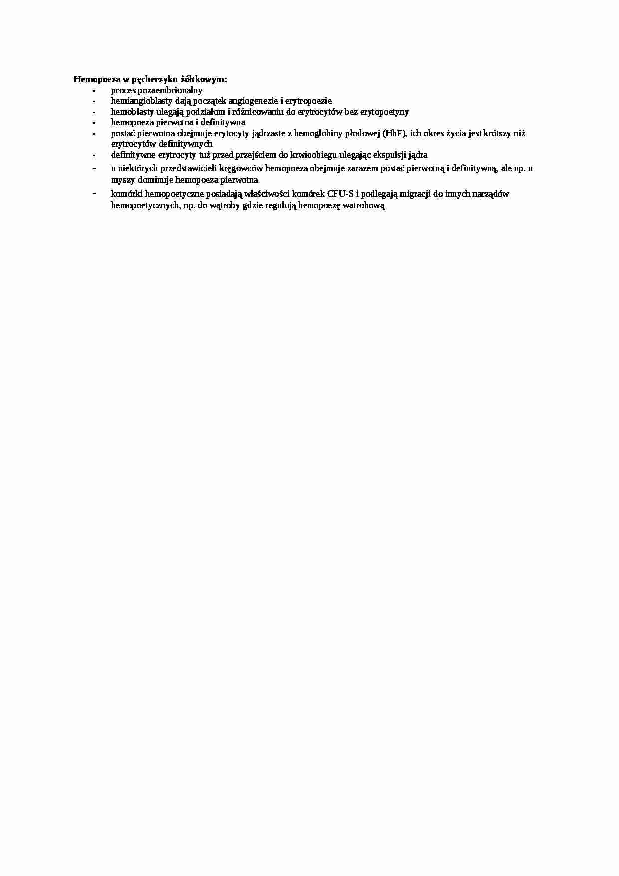 Hemopoeza w pęcherzyku żółciowym - wykład, sem  IV - strona 1