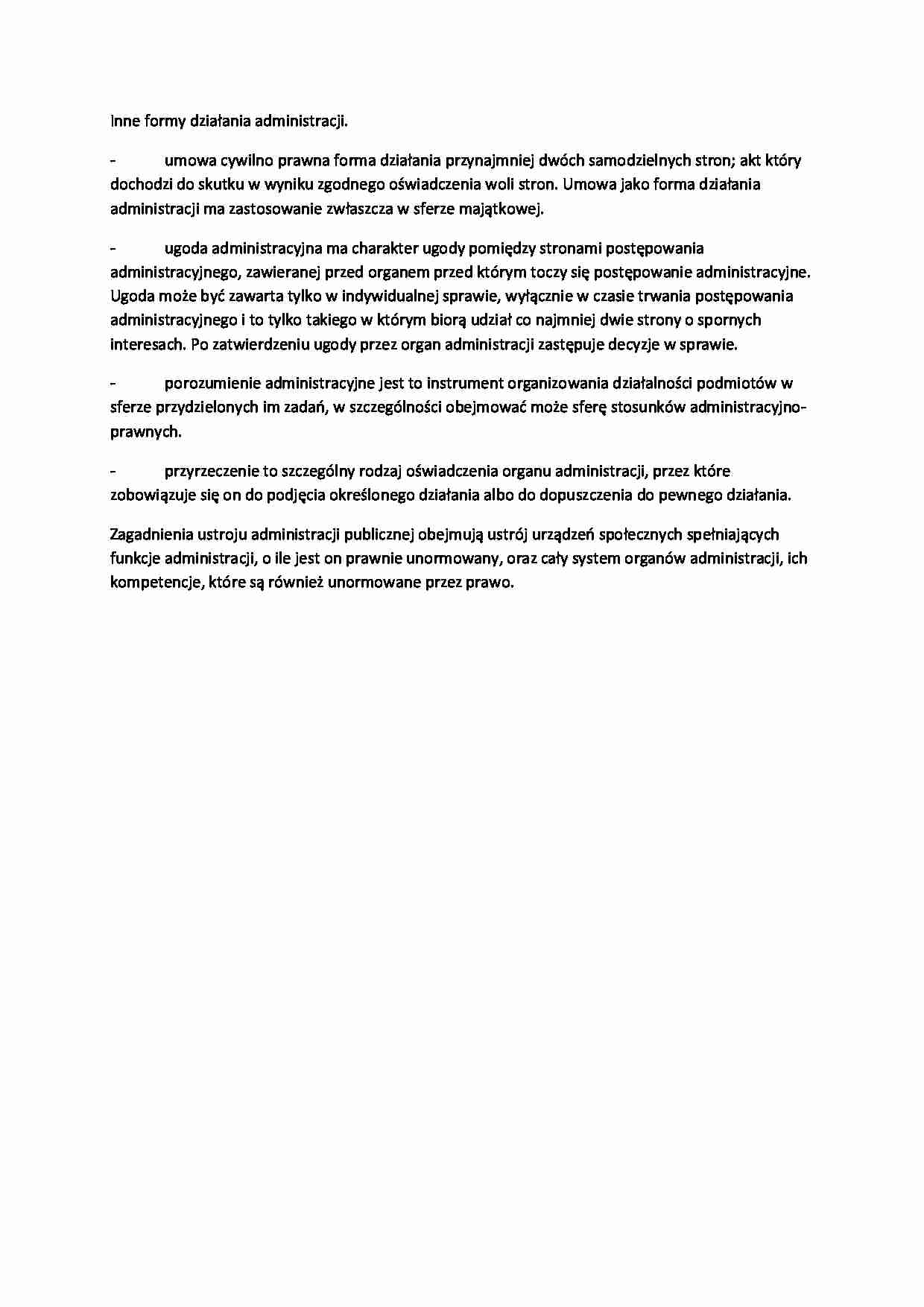 Formy działania administracji - wykład - strona 1