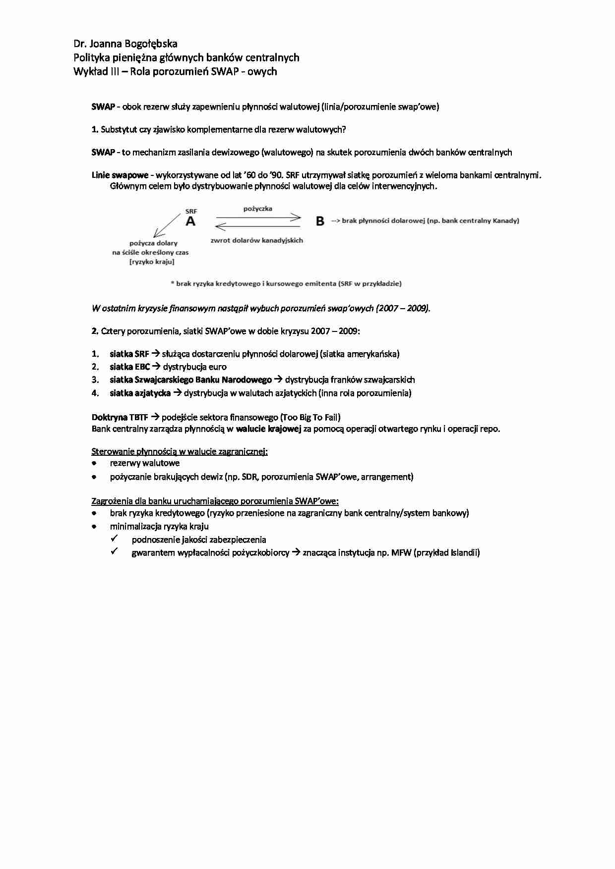 Rola porozumień SWAP-owych - wykład - strona 1