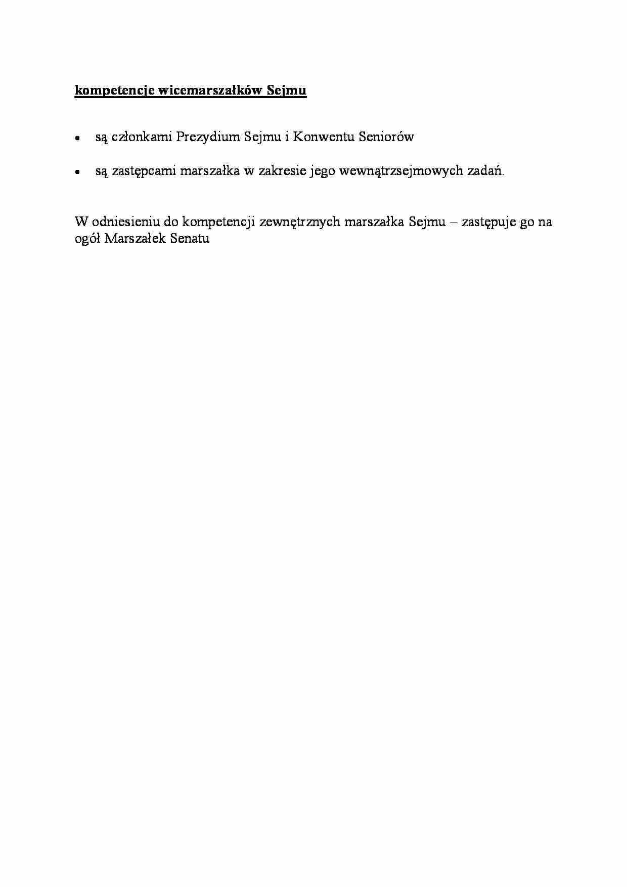 Kompetencje wicemarszałków Sejmu-opracowanie - strona 1