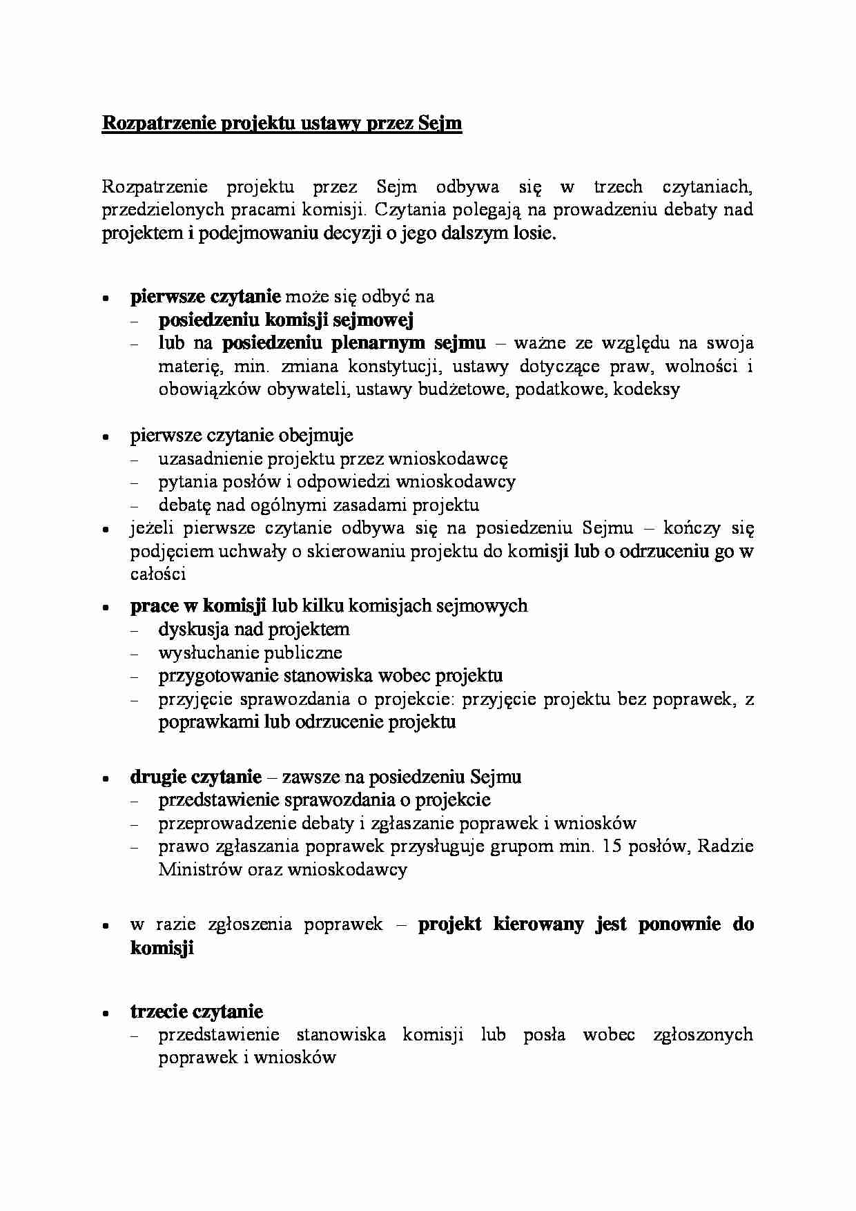 Rozpatrzenie projektu ustawy przez Sejm - omówienie - strona 1