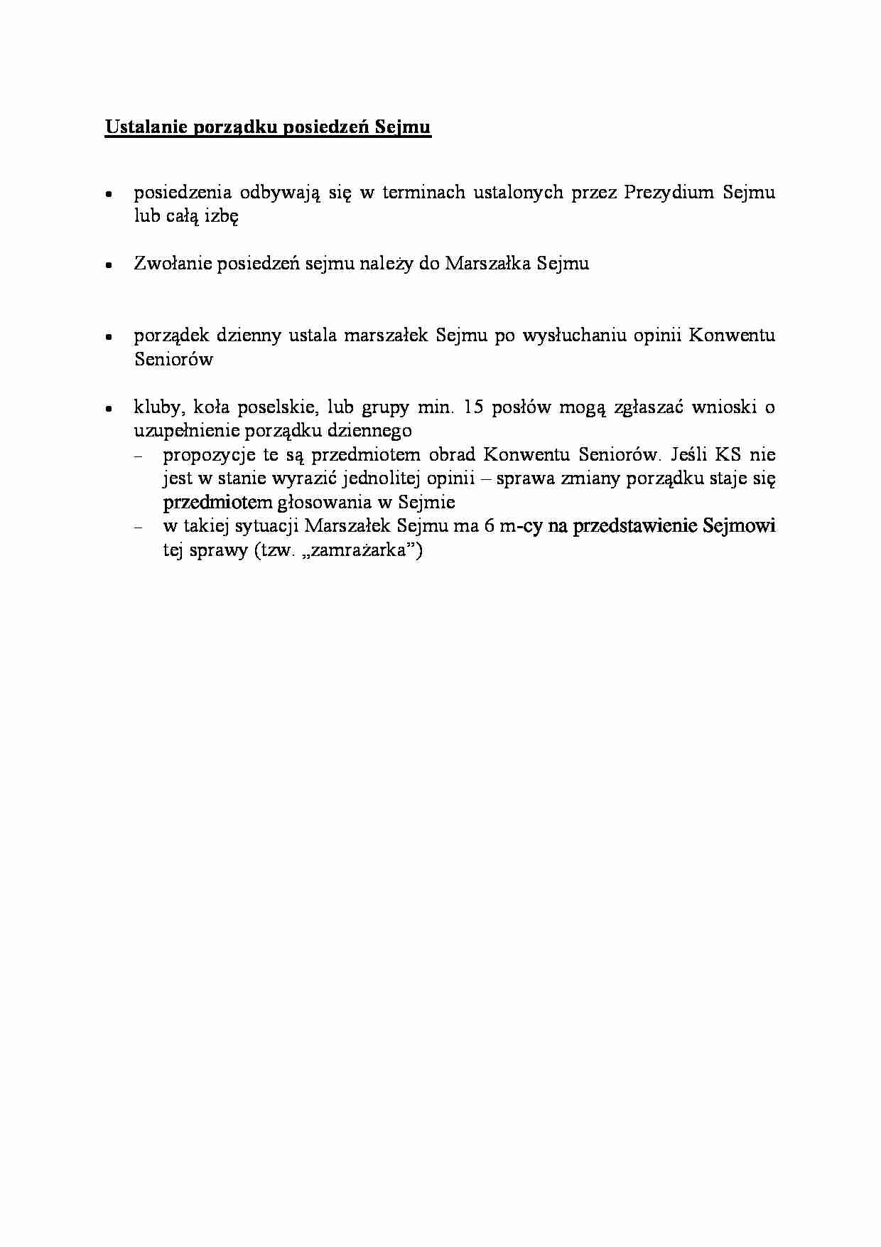Ustalanie porządku posiedzeń Sejmu - omówienie - strona 1