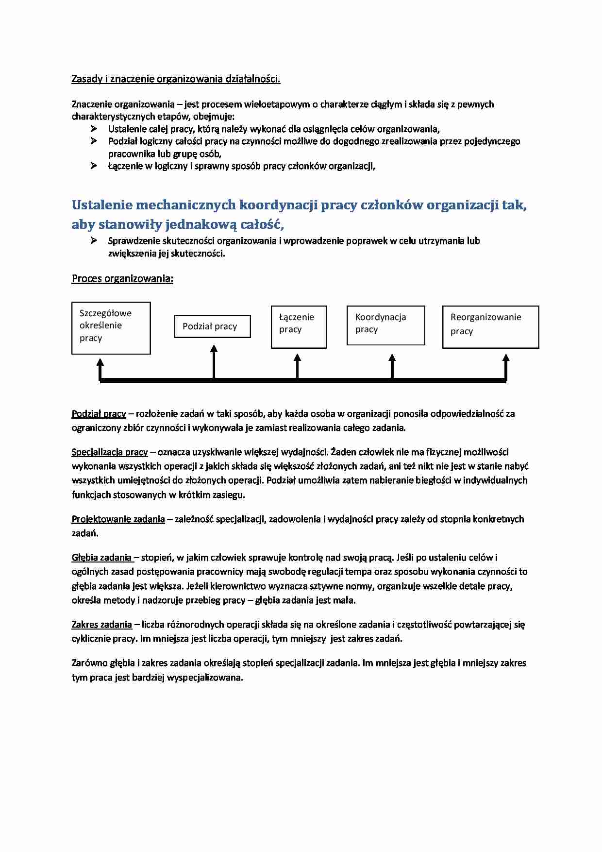 Podstawy zarządzania - organizowanie - strona 1