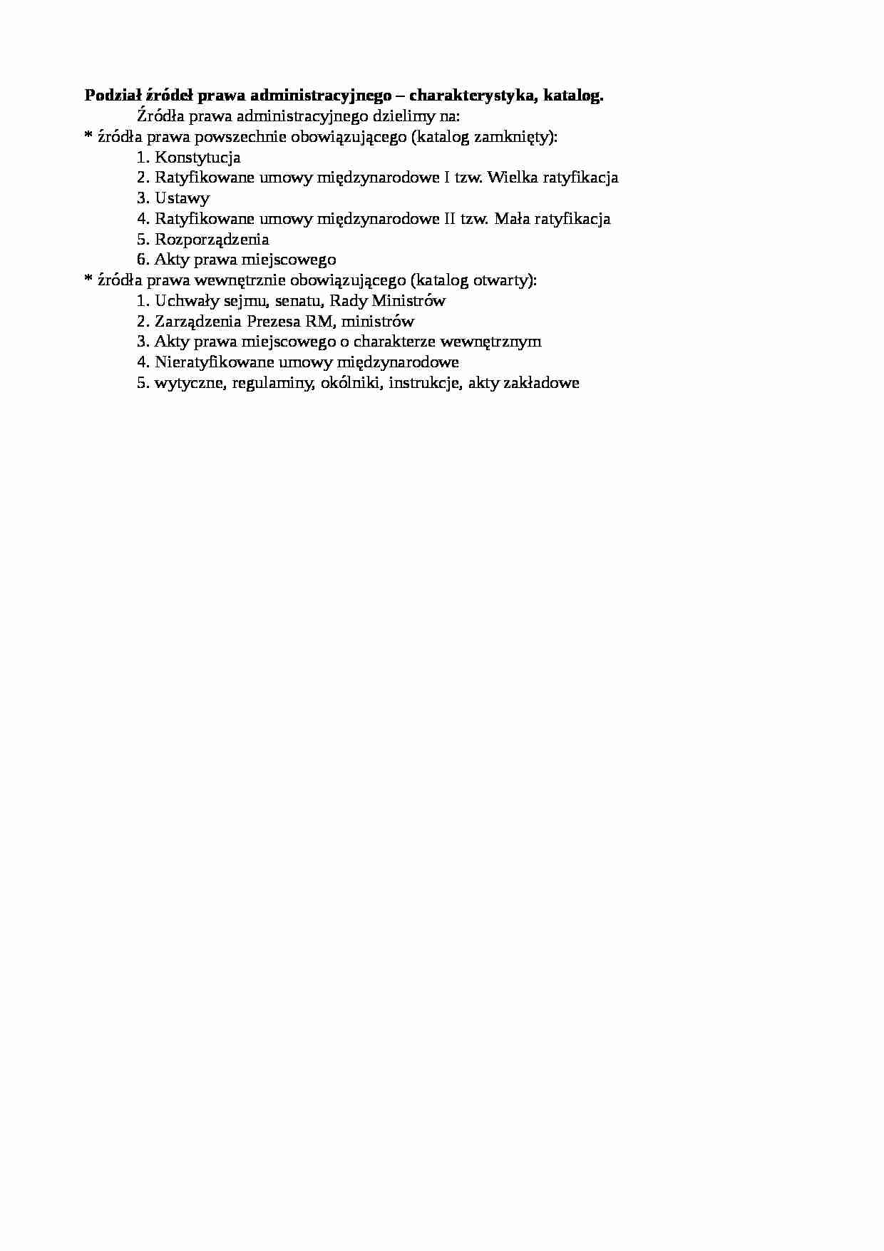 Podział źródeł prawa administracyjnego - wykład - strona 1
