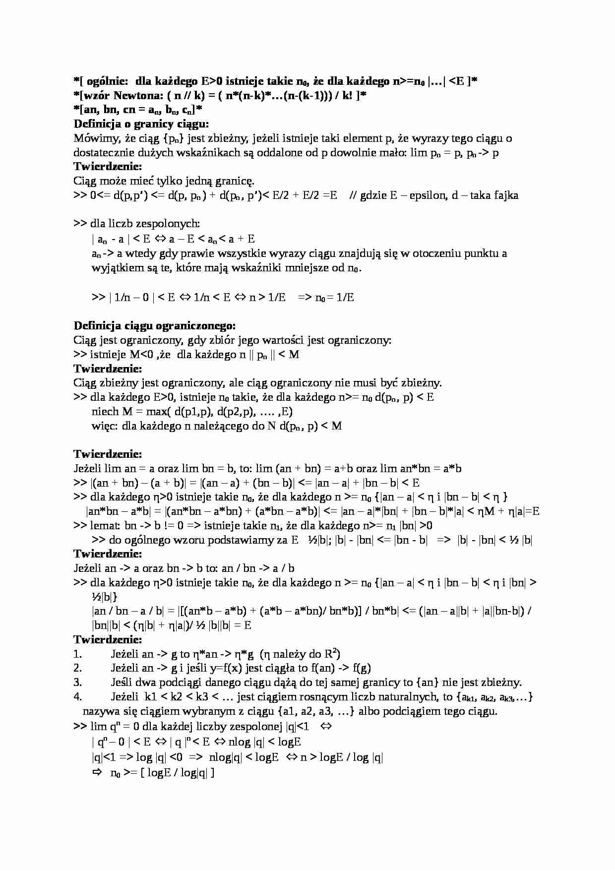 Matematyka teoria egzamin - strona 1