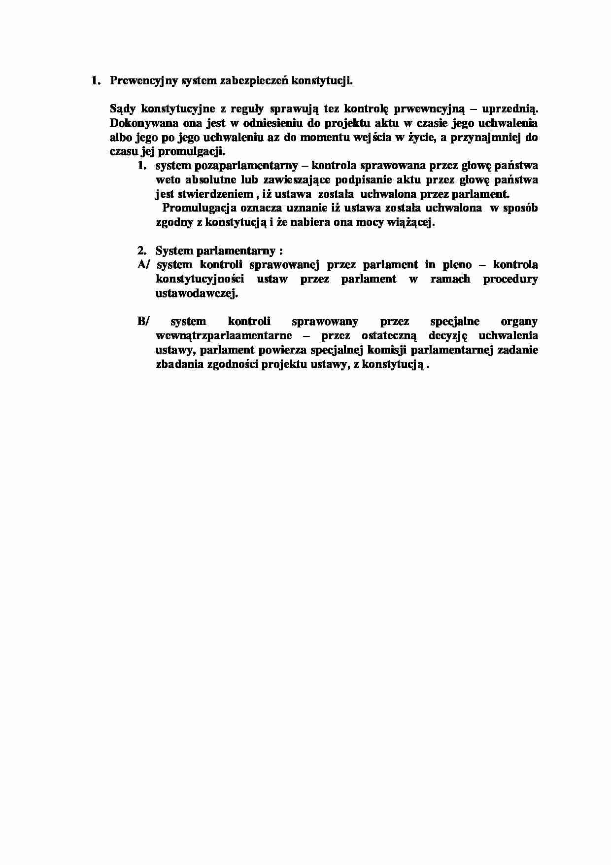 Prewencyjny system zabezpieczeń konstytucji-opracowanie - strona 1