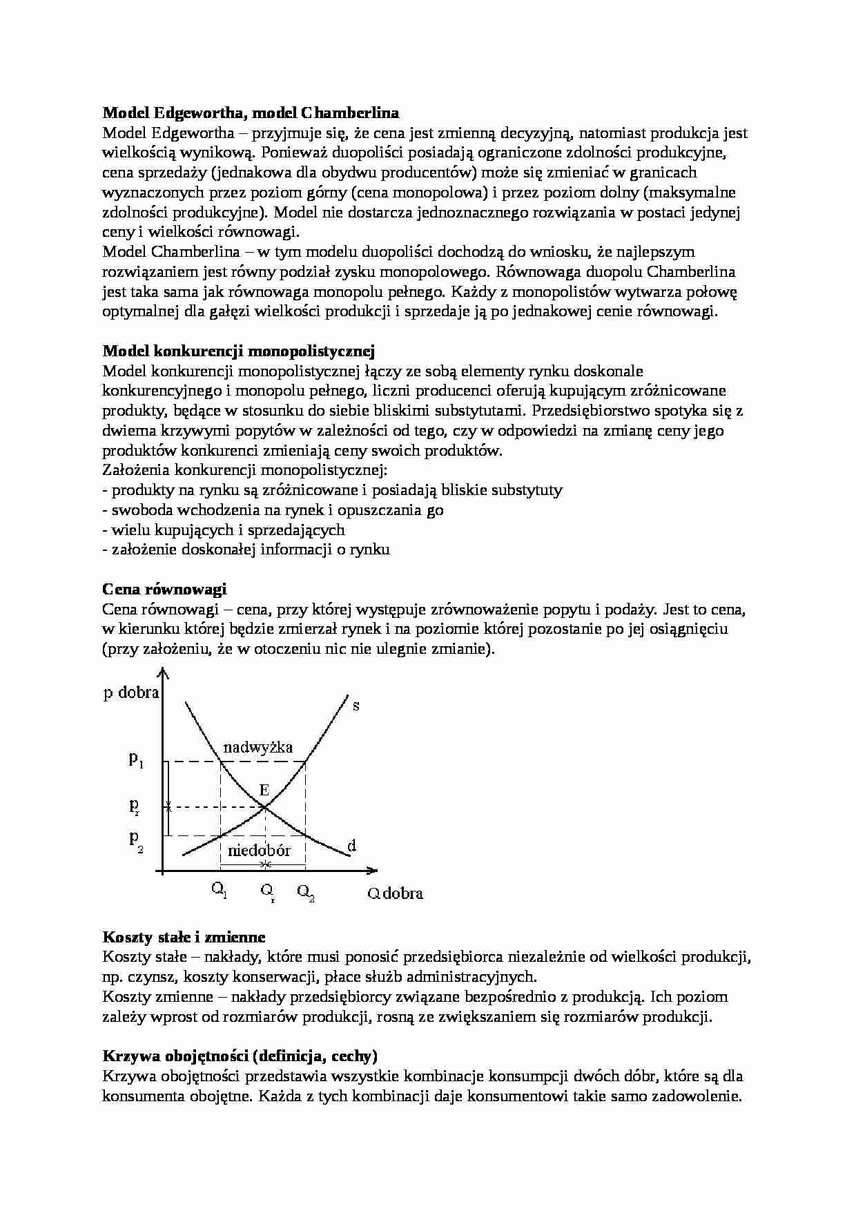 Mikroekonomia - Opracowanie tez na egzamin zestaw 2 - strona 1