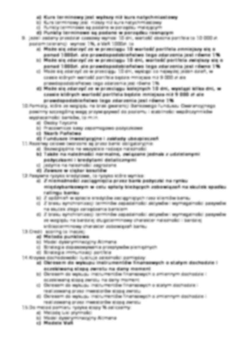 Zarządzanie instytucjami Kredytowymi, Jurkowska, egzamin, test - strona 2