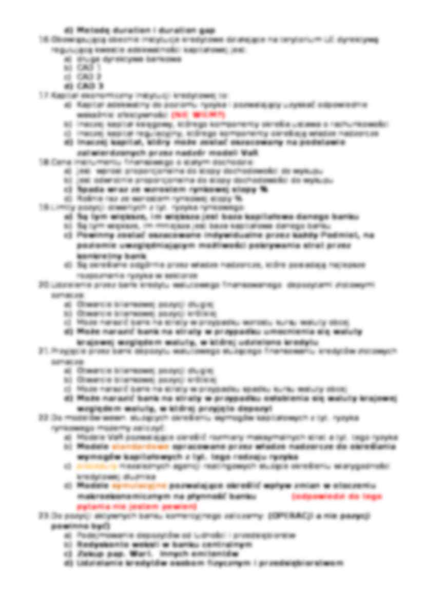 Zarządzanie instytucjami Kredytowymi, Jurkowska, egzamin, test - strona 3