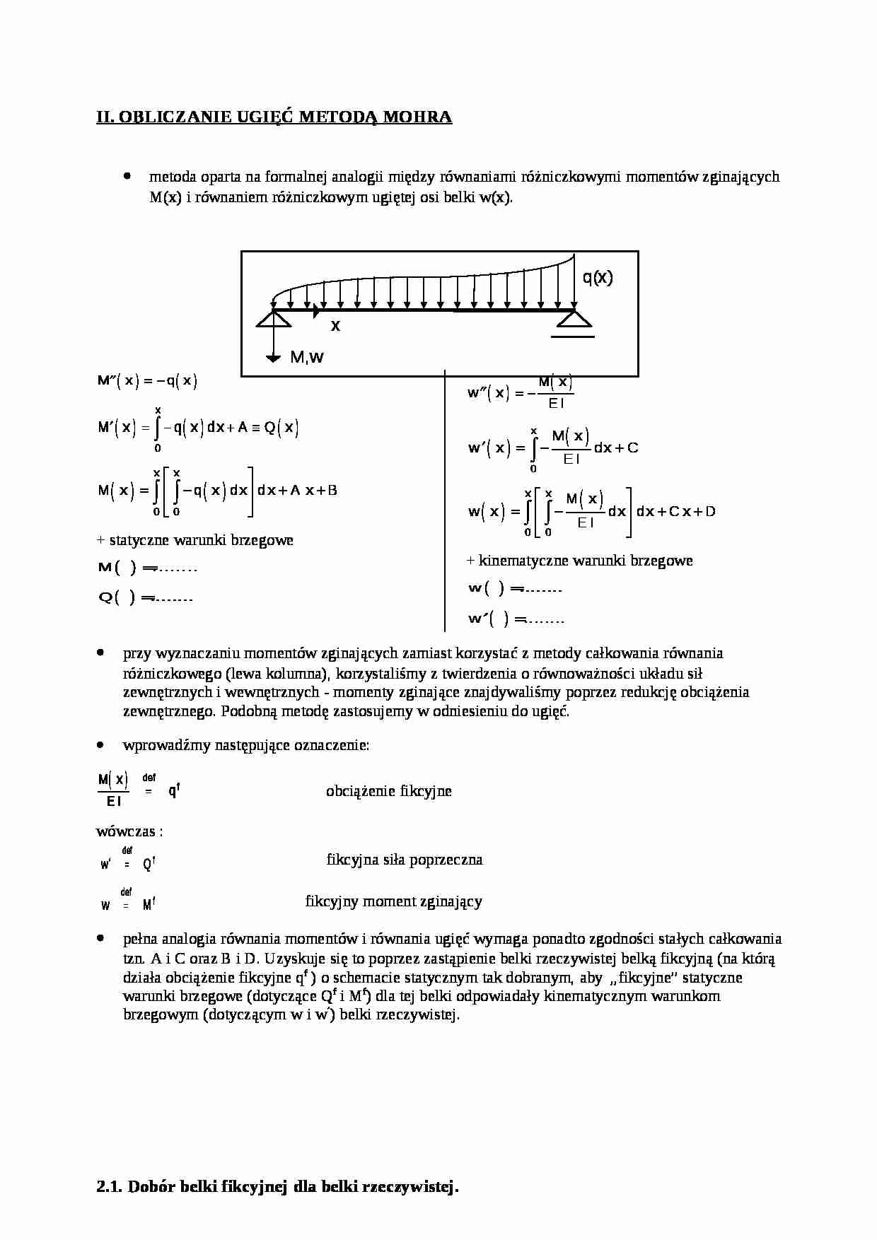Obliczanie ugięć metodą Mohra - strona 1
