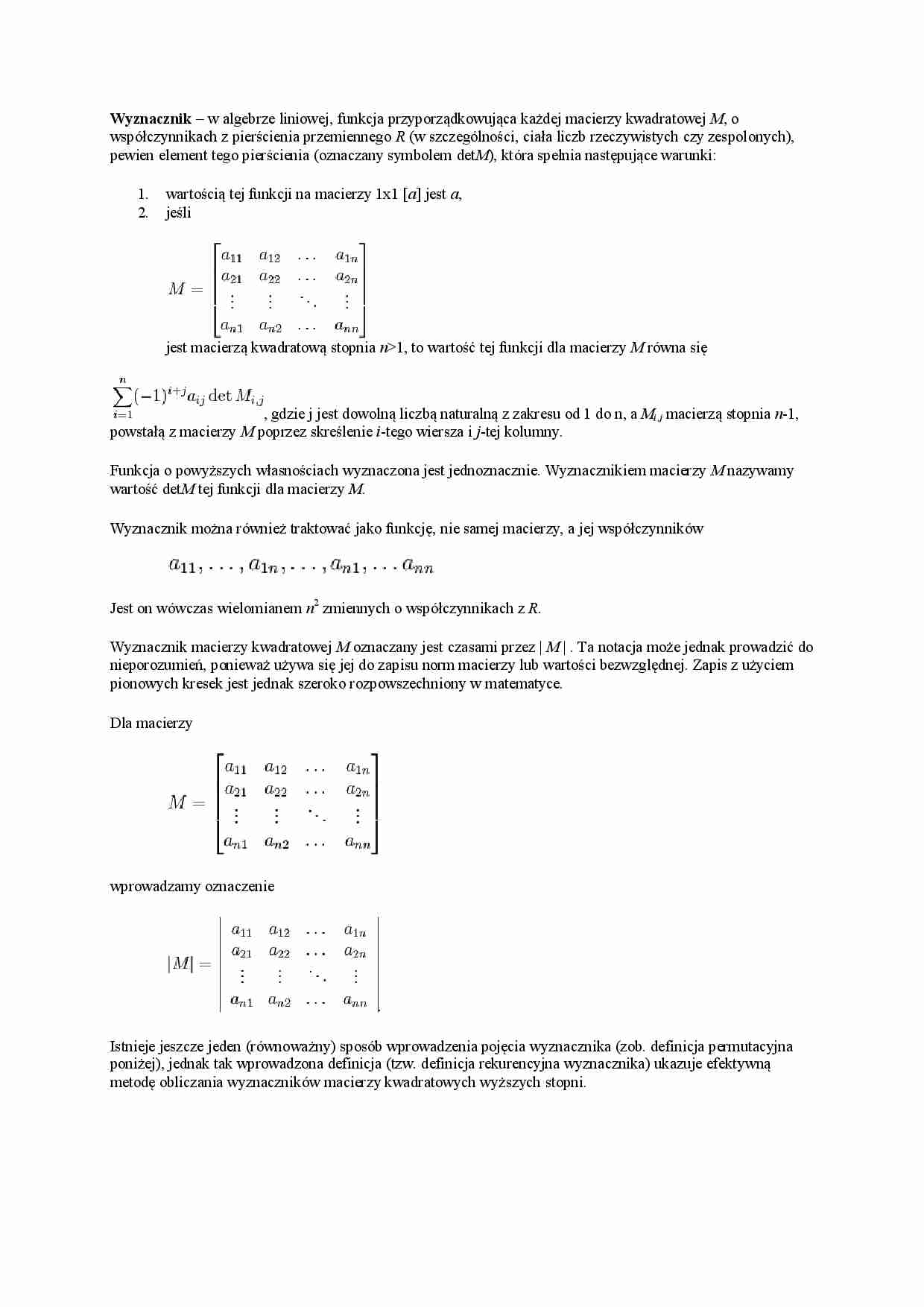 Matematyka - wyznaczniki - omówienie  - strona 1