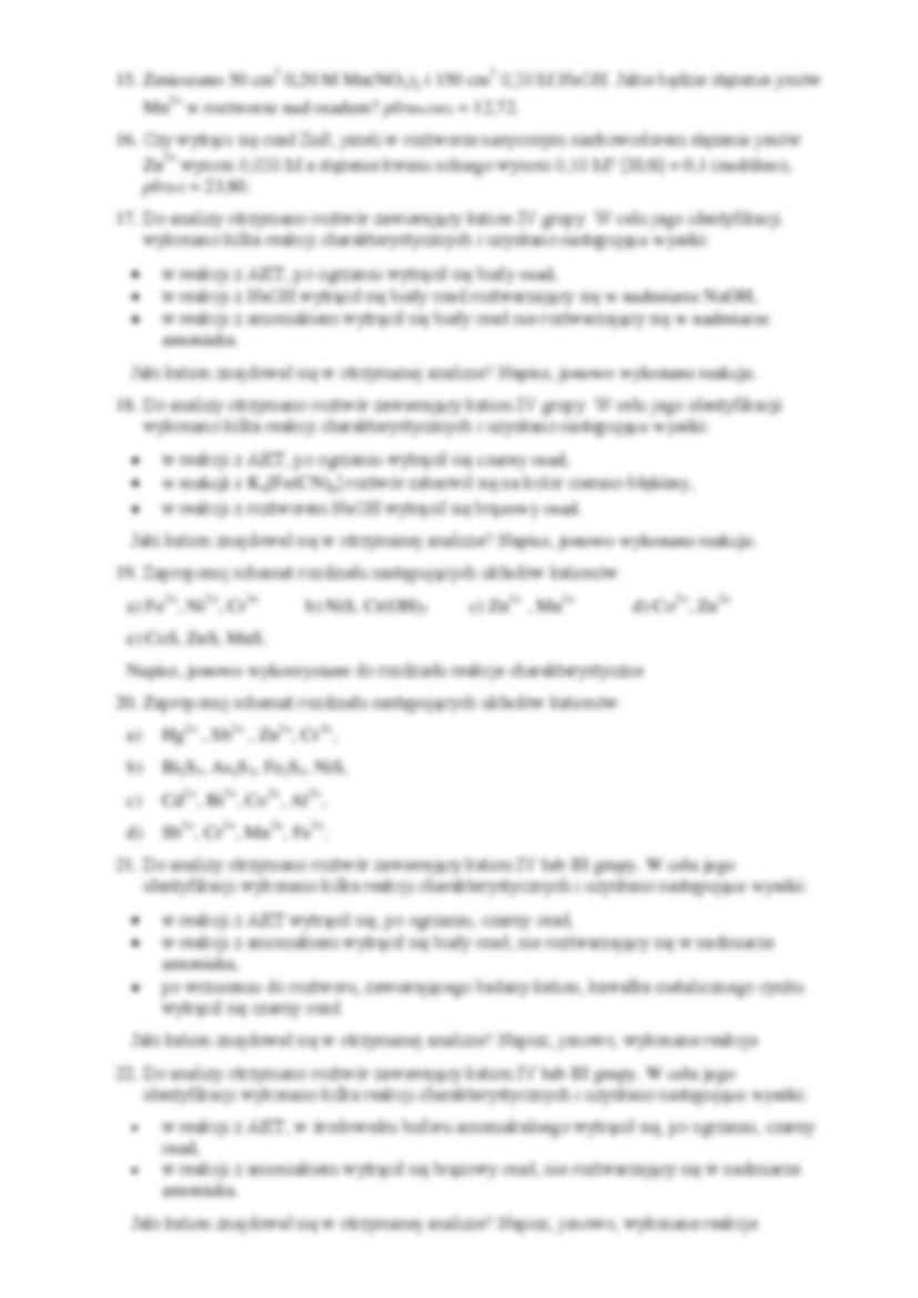 Chemia nieorganiczna laboratorium - Pytania kontrolne - strona 2