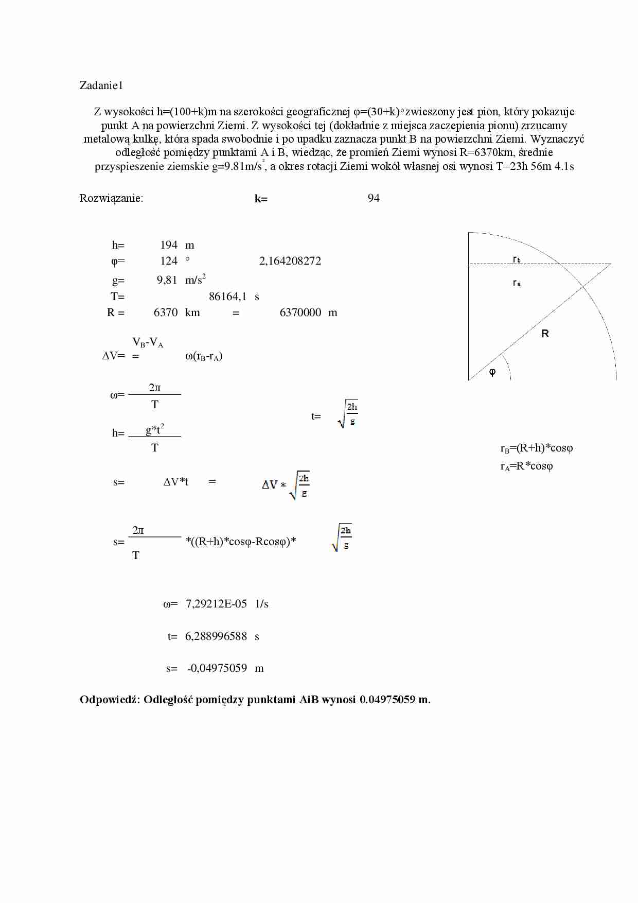 Sprawozdanie z ćwiczenia z geodynamiki - cz. 4 - strona 1