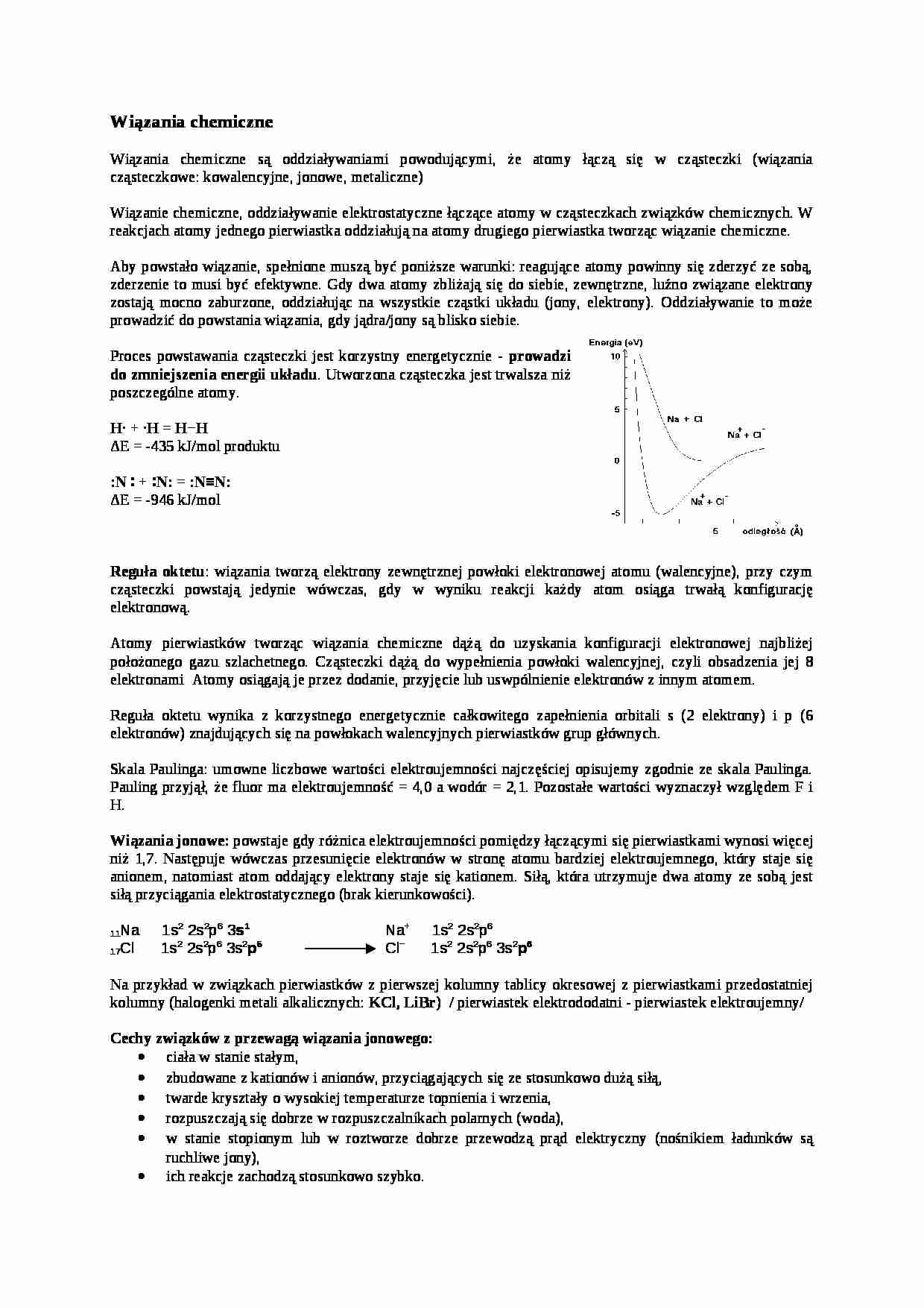 Wiązania chemiczne, hybrydyzacja-opracowanie - strona 1