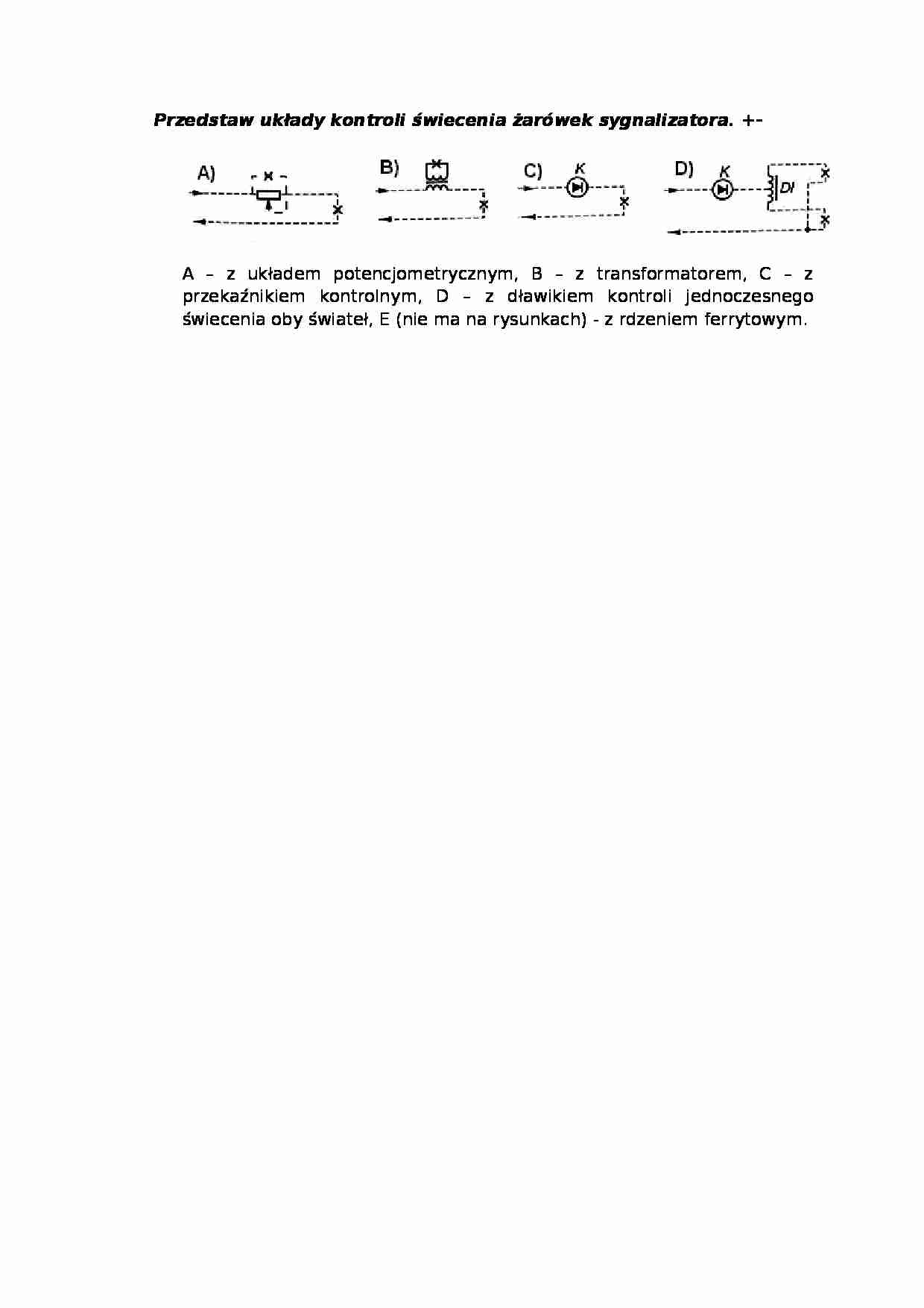 Wykład - układy kontroli świecenia żarówek sygnalizatora - strona 1