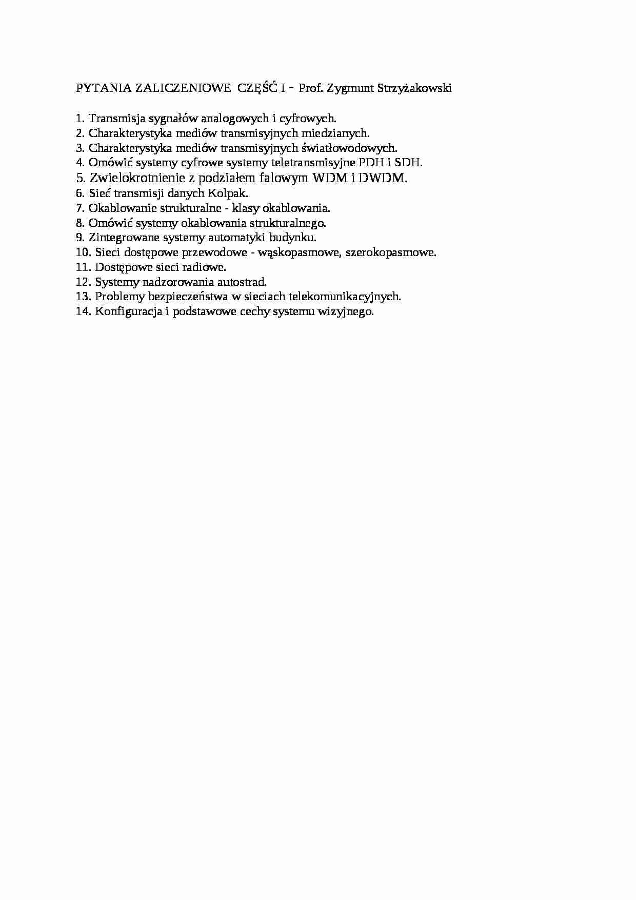 Systemy łączności w transporcie - egzamin - strona 1