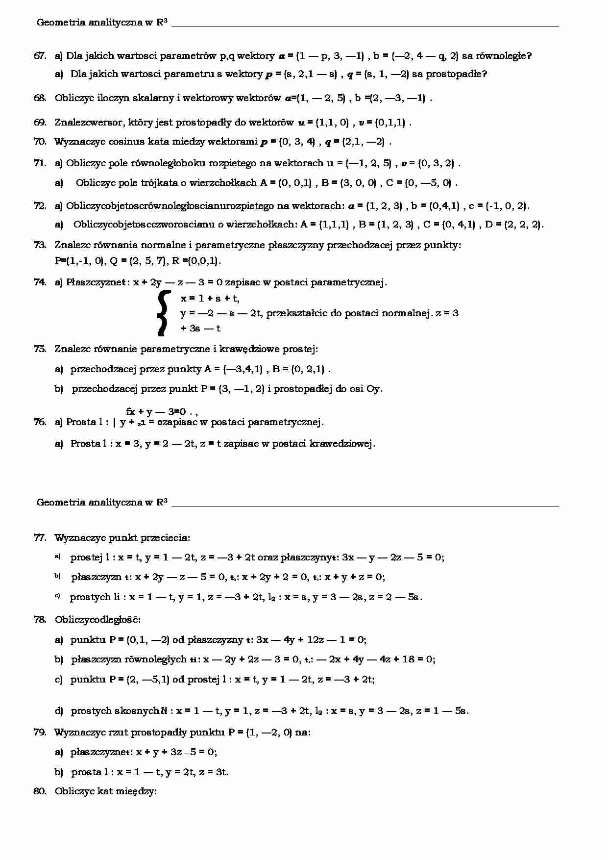 Geometria analityczna w R^3-zadania - strona 1
