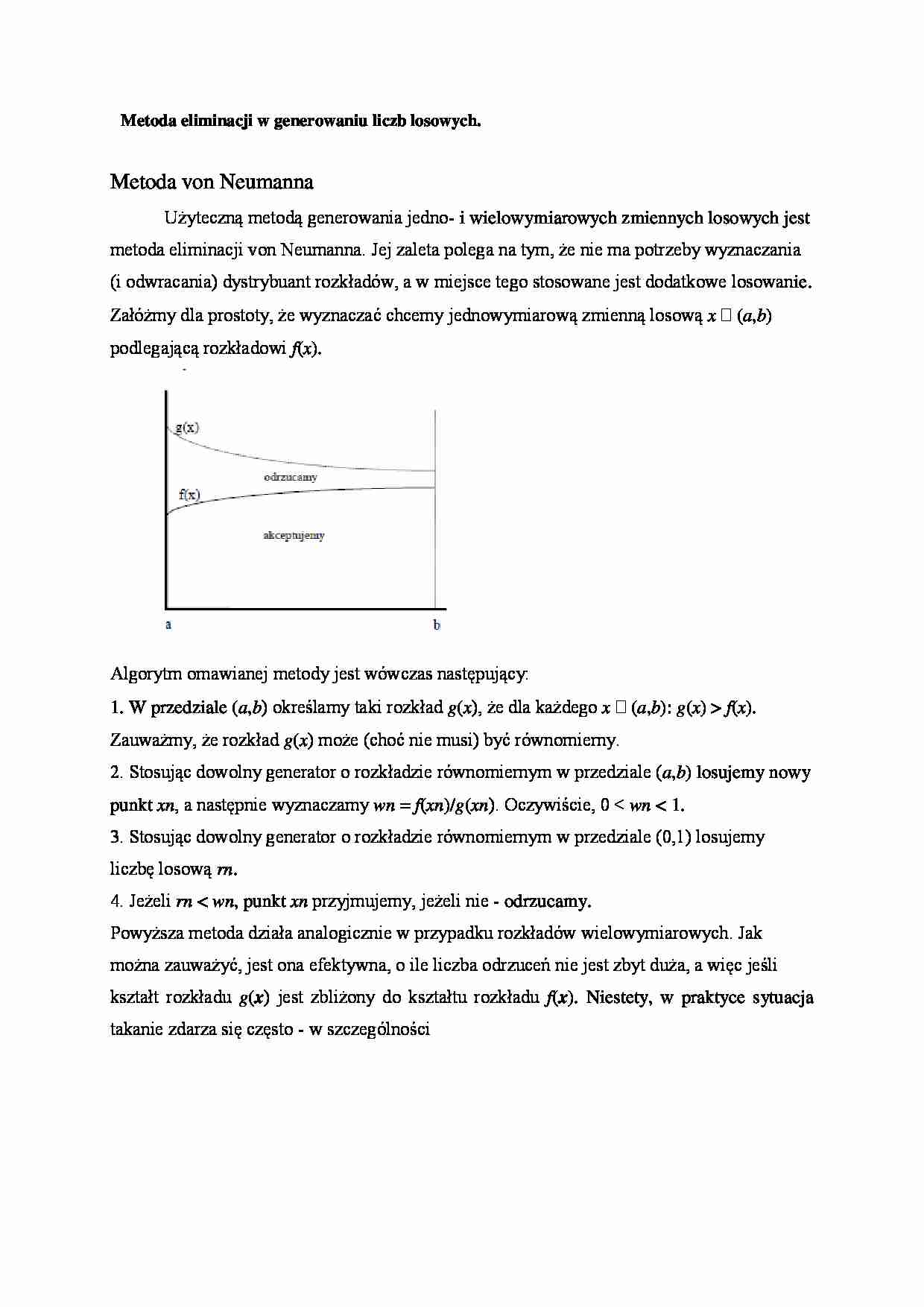 Metoda eliminacji w generowaniu liczb losowych - Metoda von Neumanna - strona 1