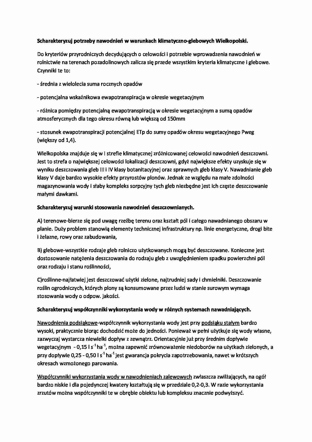 Potrzeby nawodnień w warunkach klimatyczno-glebowych Wielkopolski-opracowanie - strona 1