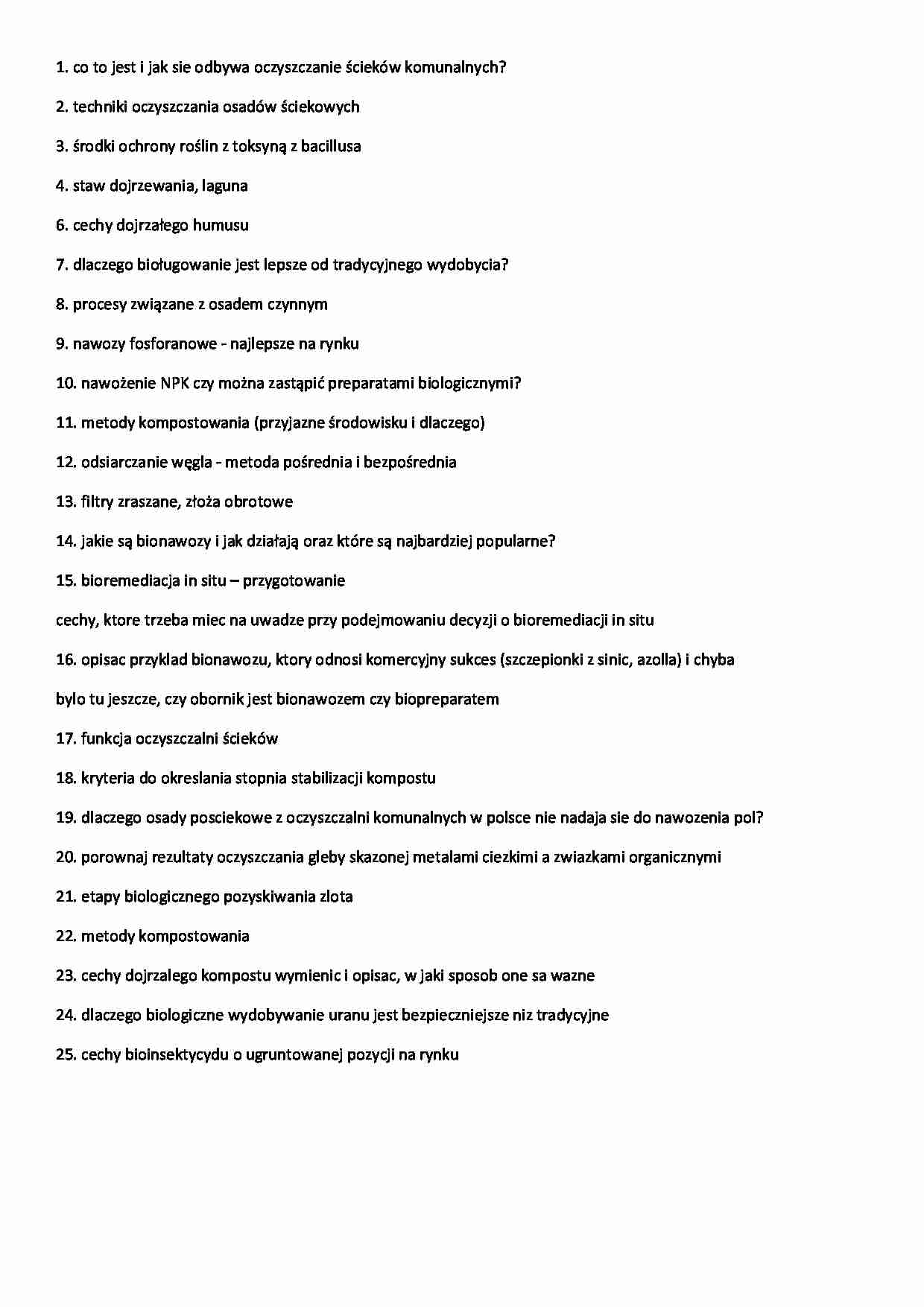Pytania na egzamin - Ścieki komunalne - strona 1