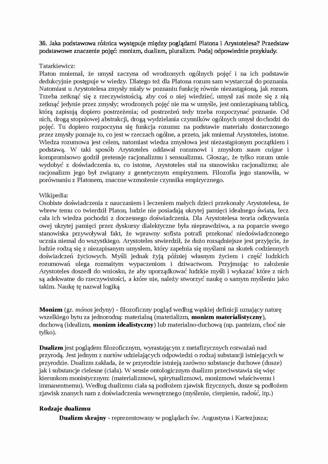 Opracowanie do egzaminu - Tatarkiewicz - strona 1