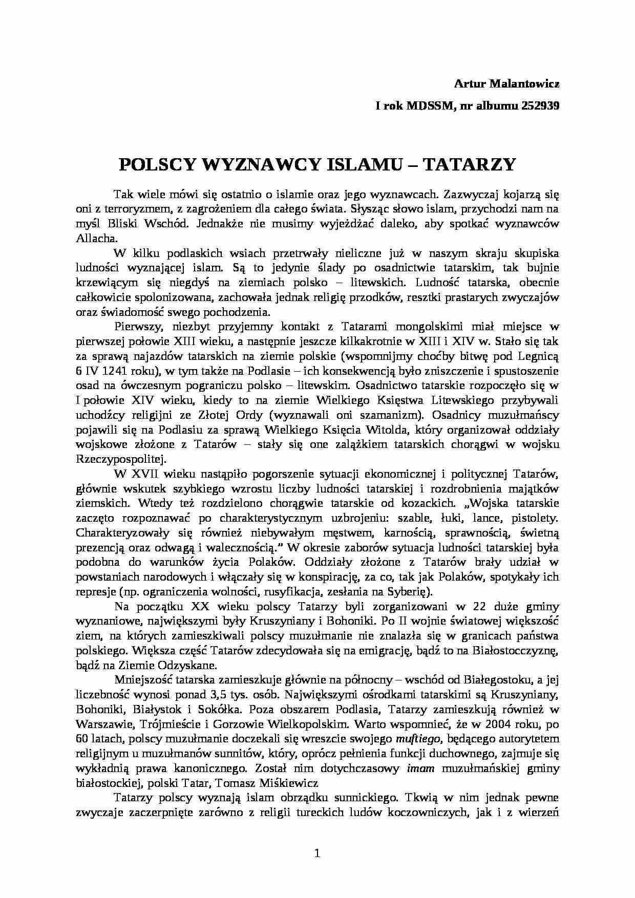 Tatarzy - referat - strona 1