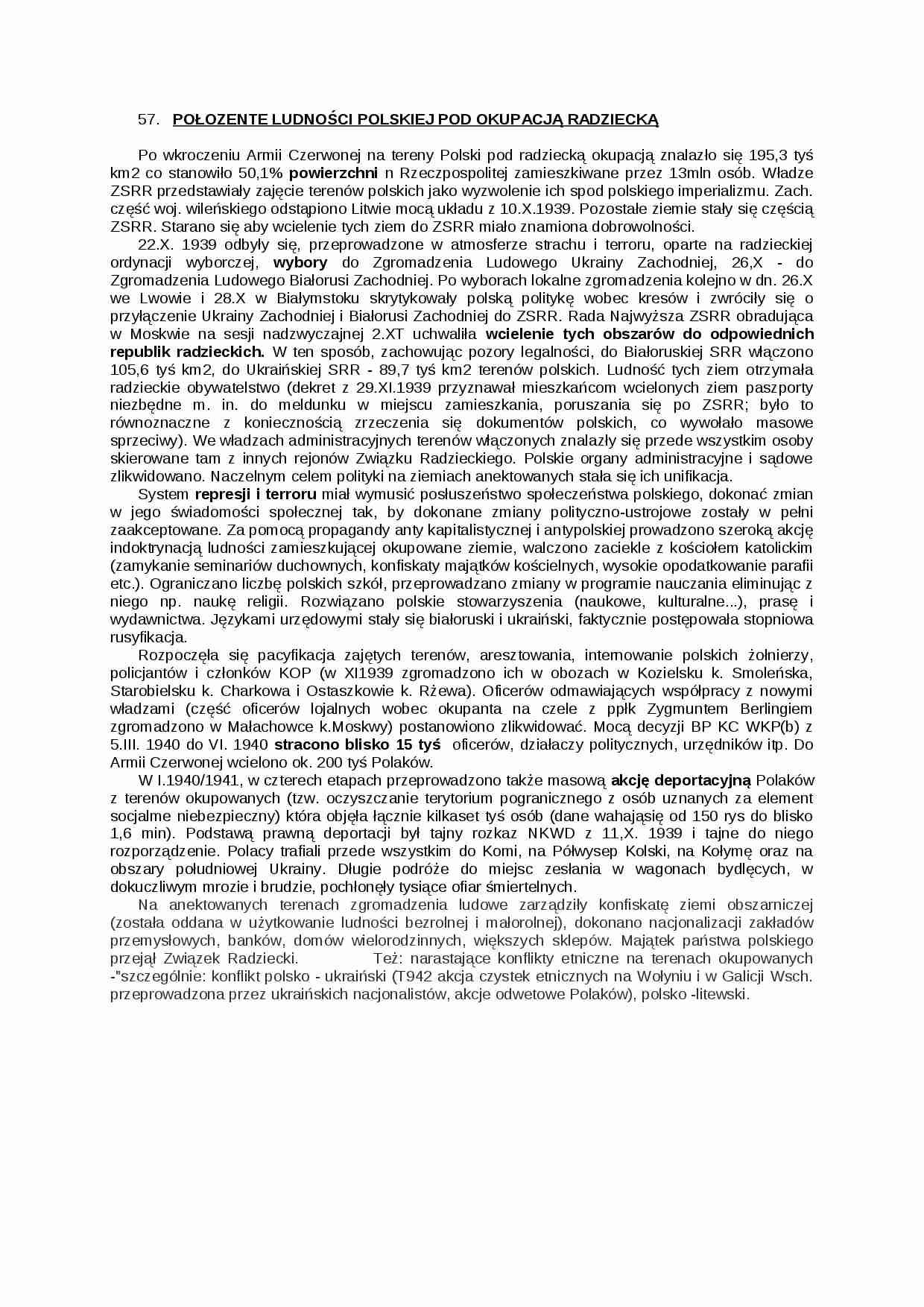Wykład - położenie ludności polskiej pod okupacją radziecką - strona 1